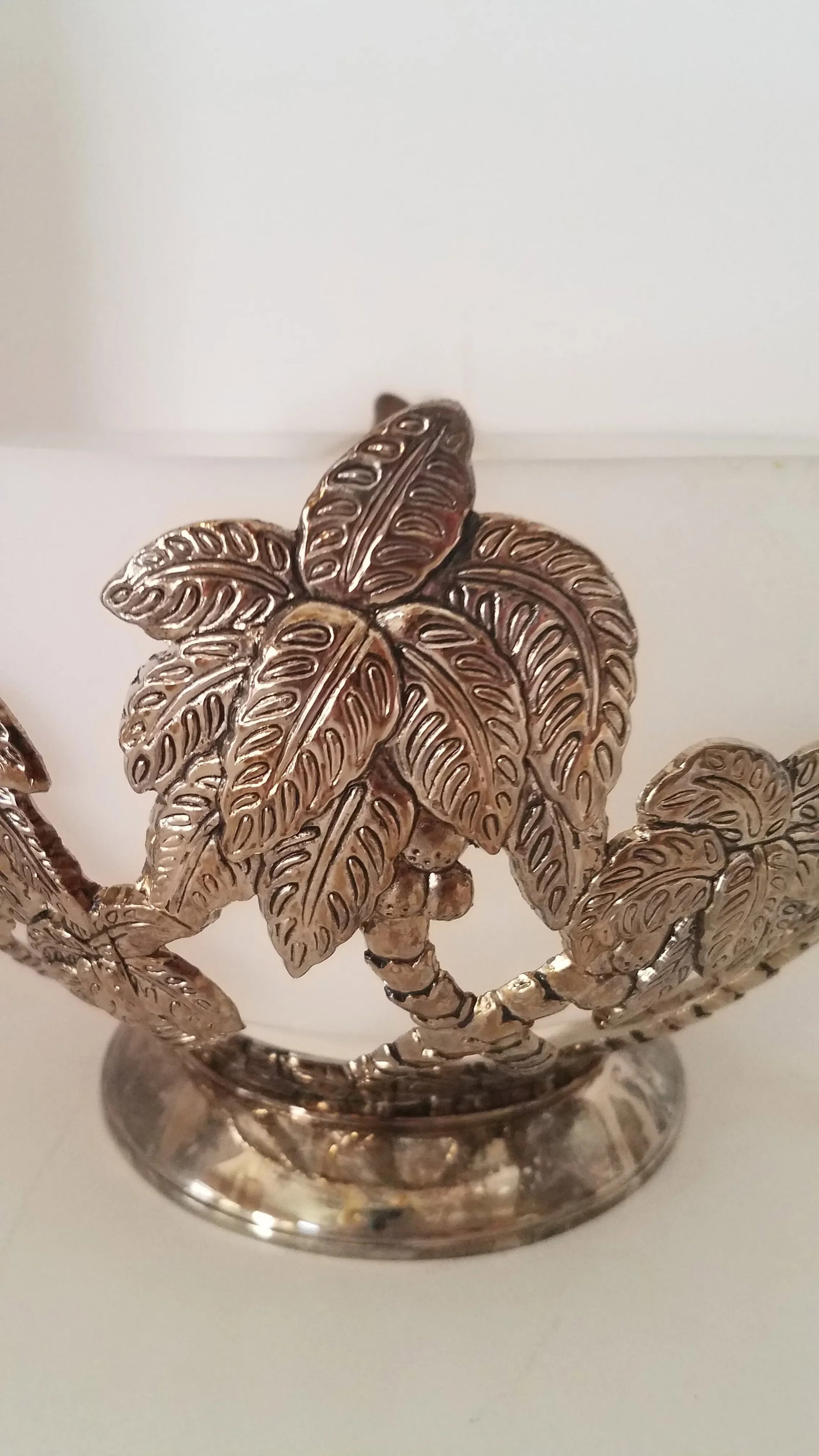 Vintage Godinger Silverplate Coconut Tree Design W/ Frosted Glass Bowl Insert - 2