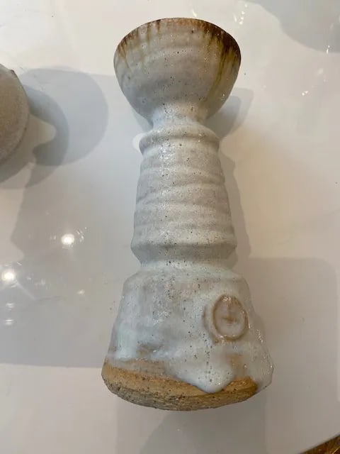 Hand Made Ceramic Candlesticks - a Pair - 3