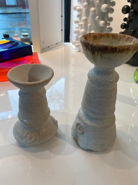 Hand Made Ceramic Candlesticks - a Pair - 5