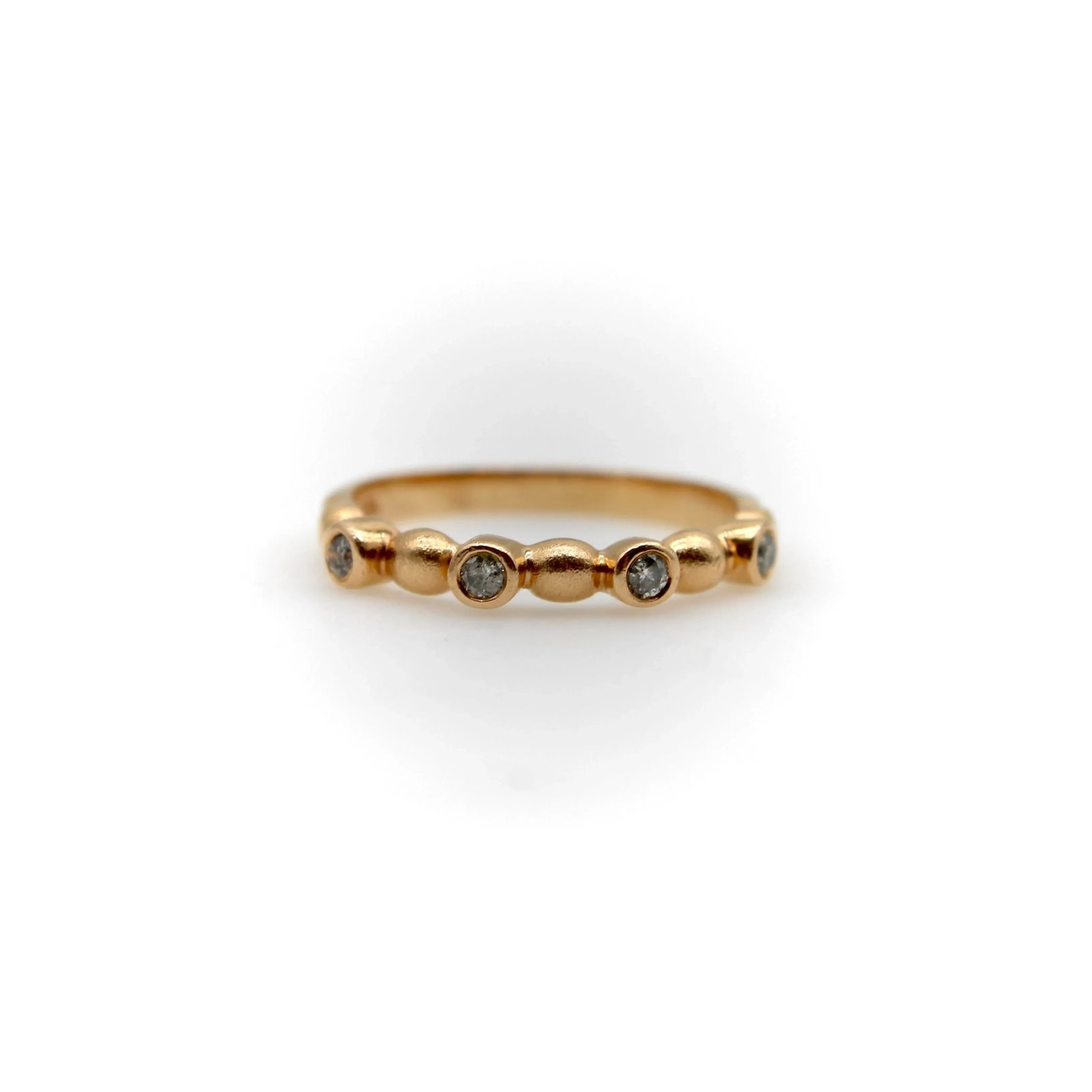 Vintage 14k Rose Gold Diamond Bubble Ring - 2