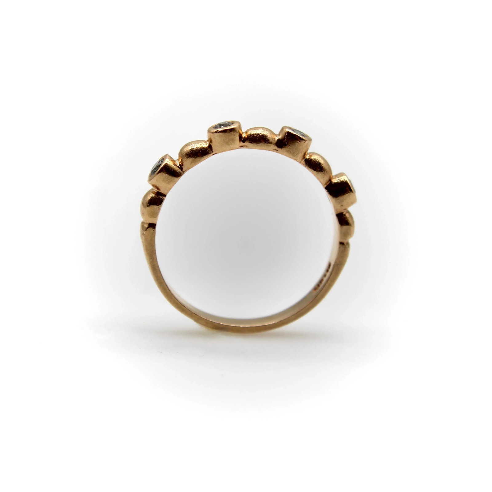 Vintage 14k Rose Gold Diamond Bubble Ring - 3