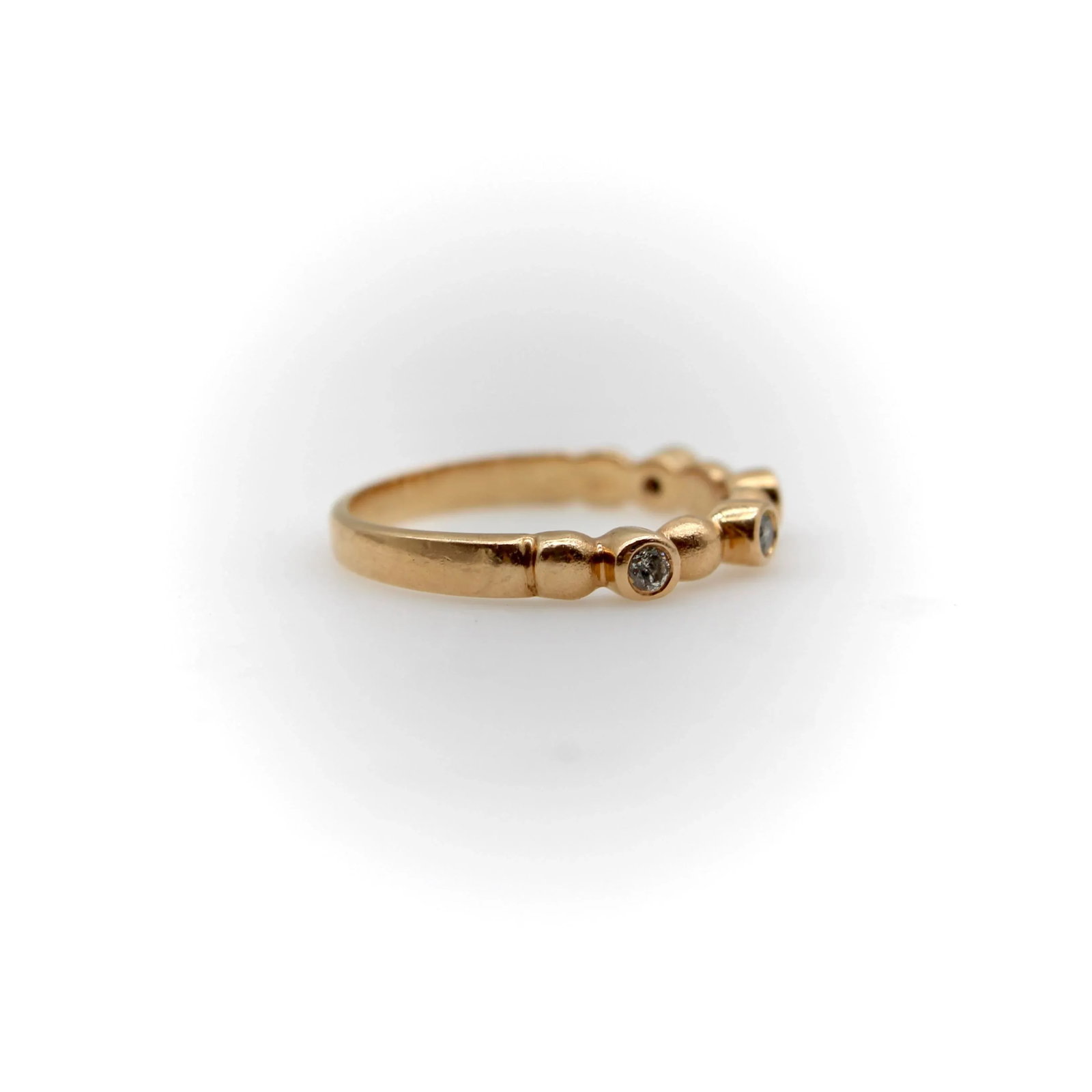 Vintage 14k Rose Gold Diamond Bubble Ring - 4