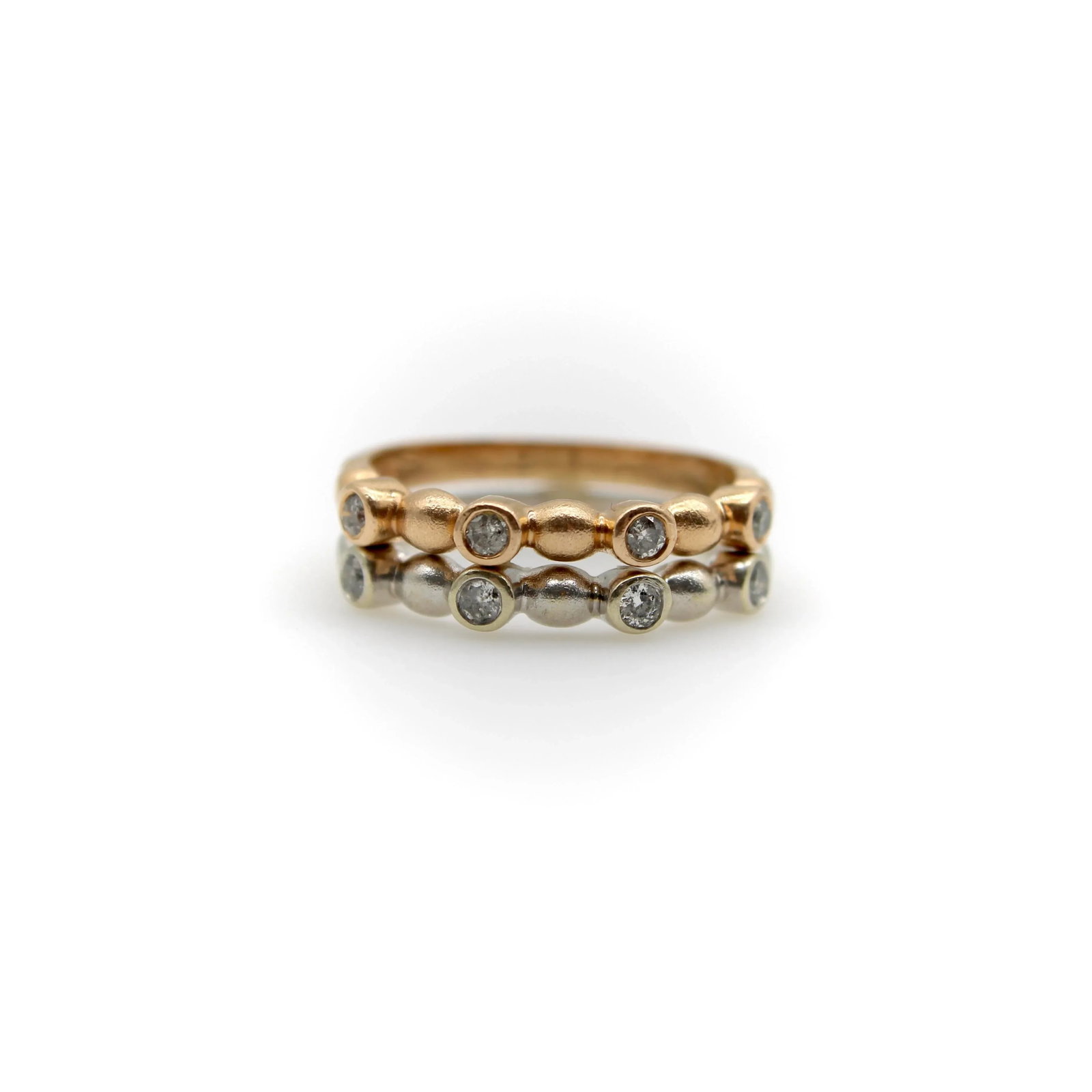 Vintage 14k Rose Gold Diamond Bubble Ring - 5
