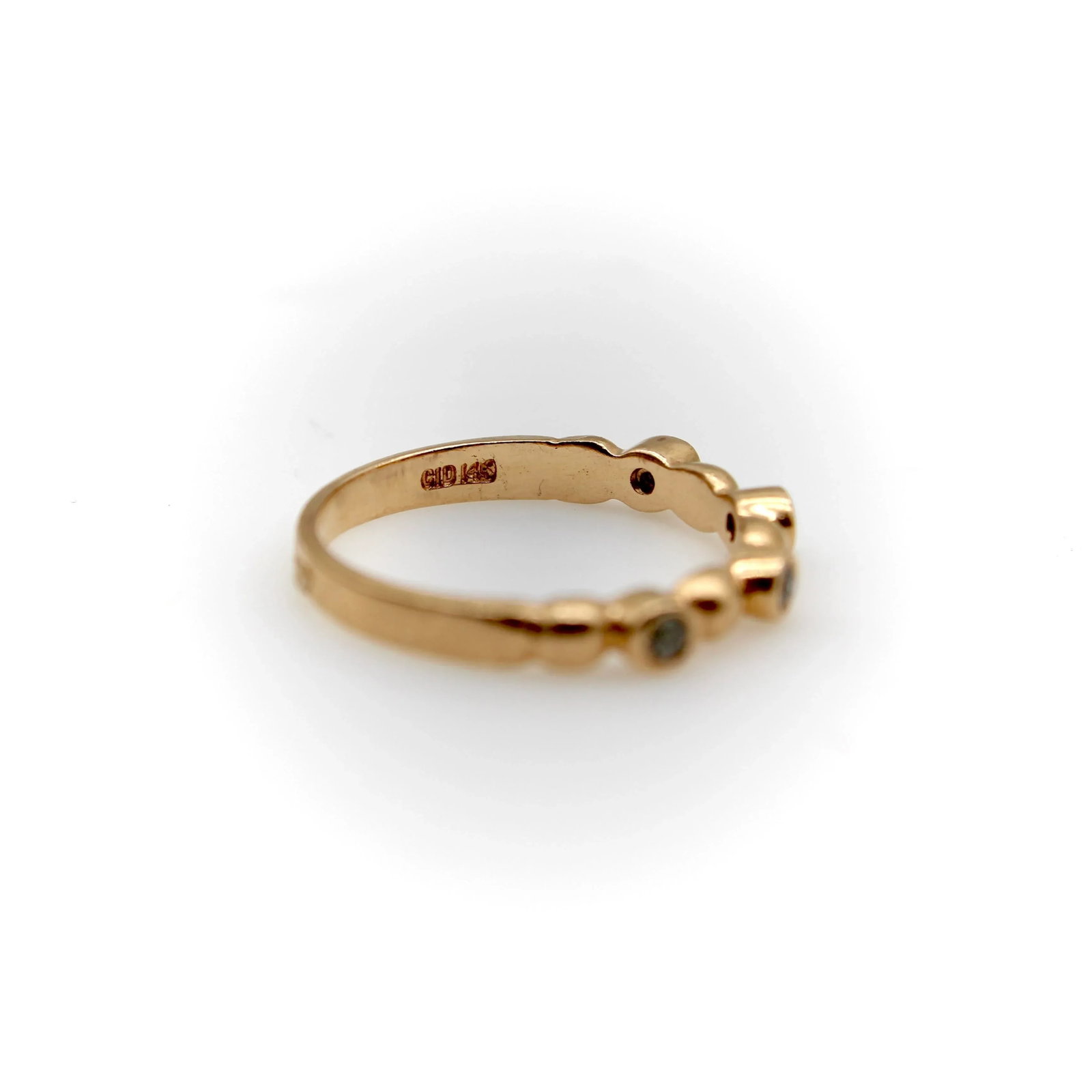 Vintage 14k Rose Gold Diamond Bubble Ring - 6