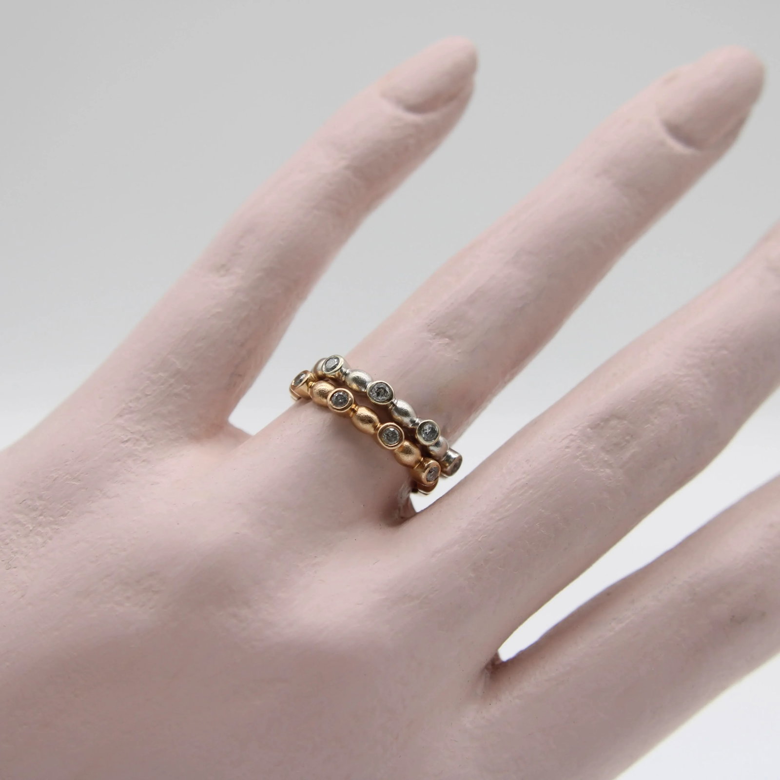 Vintage 14k Rose Gold Diamond Bubble Ring - 9