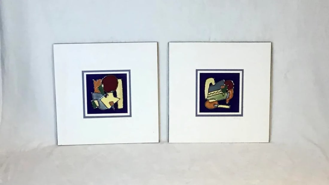 Vintage Harris G Strong Mid-Century Ceramic Tiles - a Pair - 13