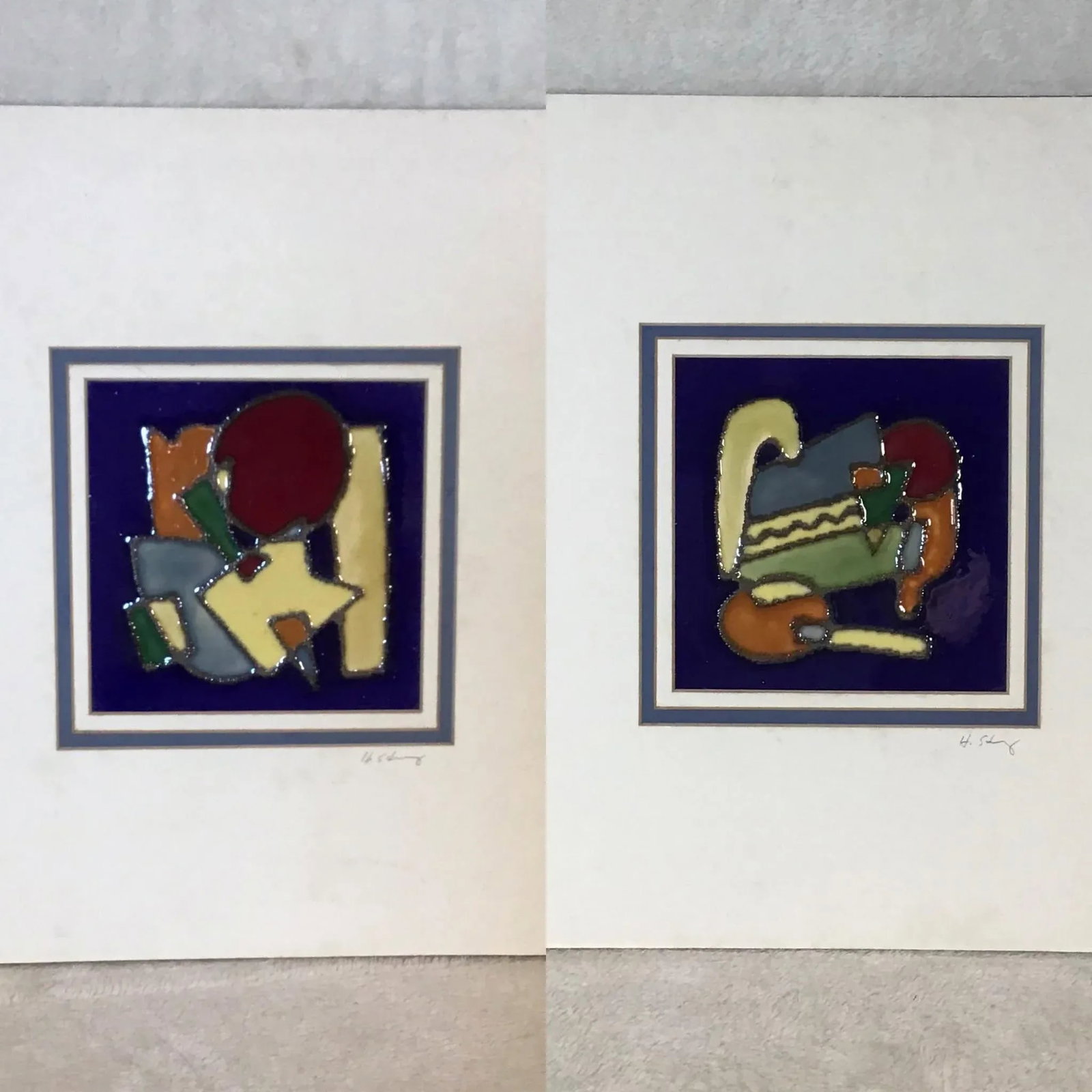 Vintage Harris G Strong Mid-Century Ceramic Tiles - a Pair - 2