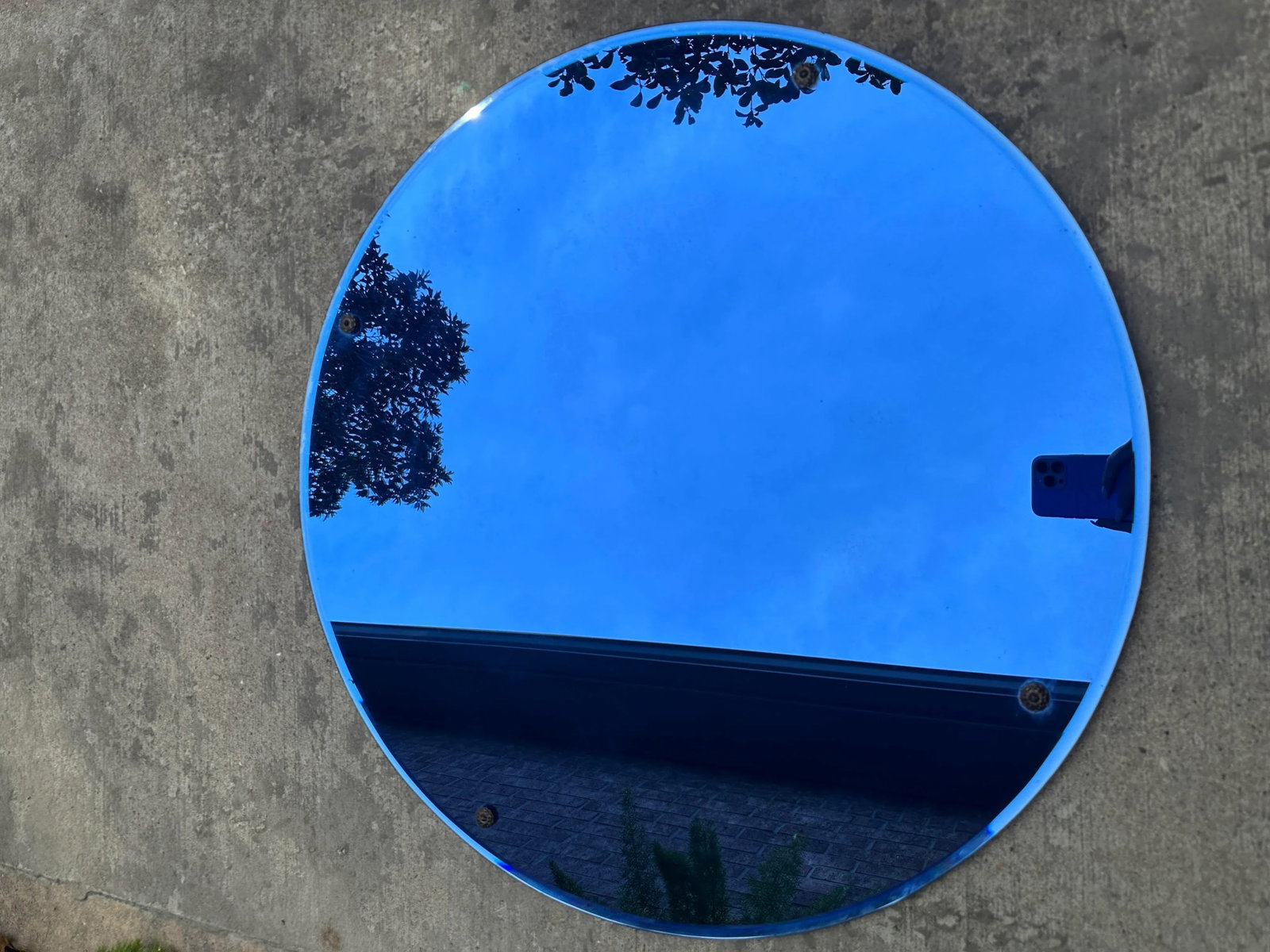 1920s Blue Art Deco Circular Mirror - 10