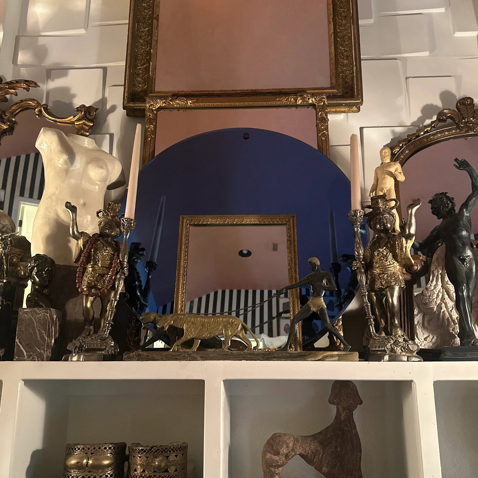 1920s Blue Art Deco Circular Mirror - 11