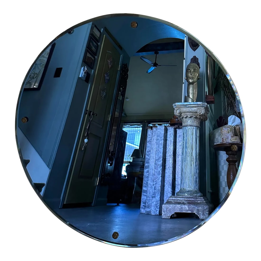 1920s Blue Art Deco Circular Mirror (1 of 12)