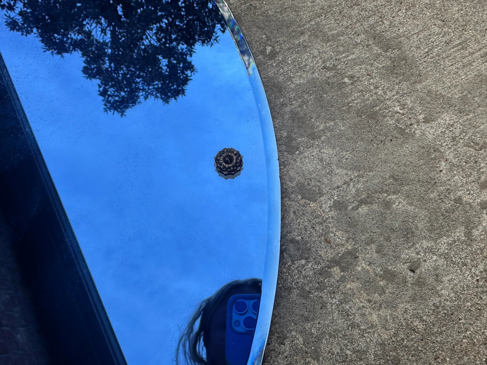 1920s Blue Art Deco Circular Mirror - 4