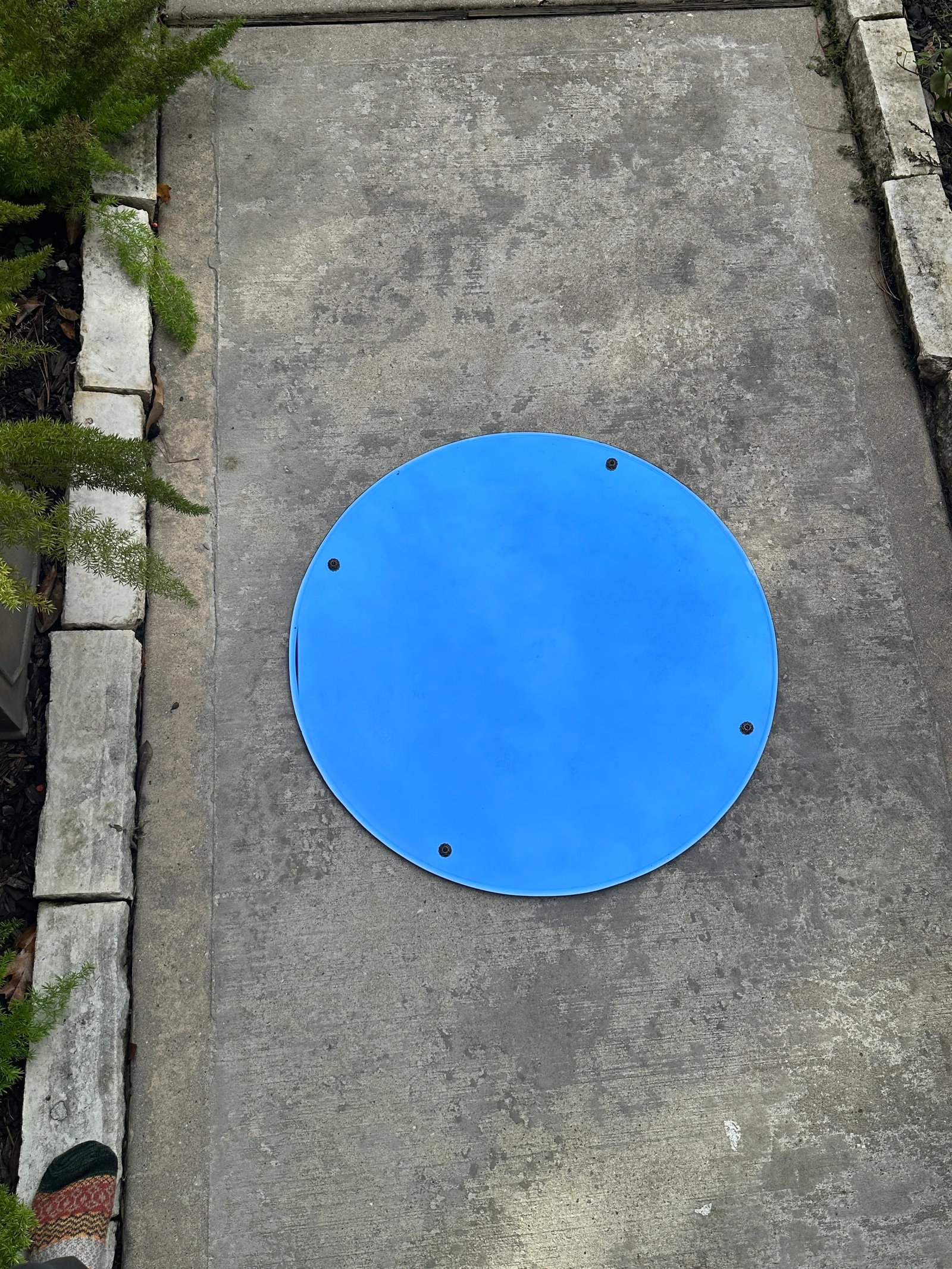 1920s Blue Art Deco Circular Mirror - 7