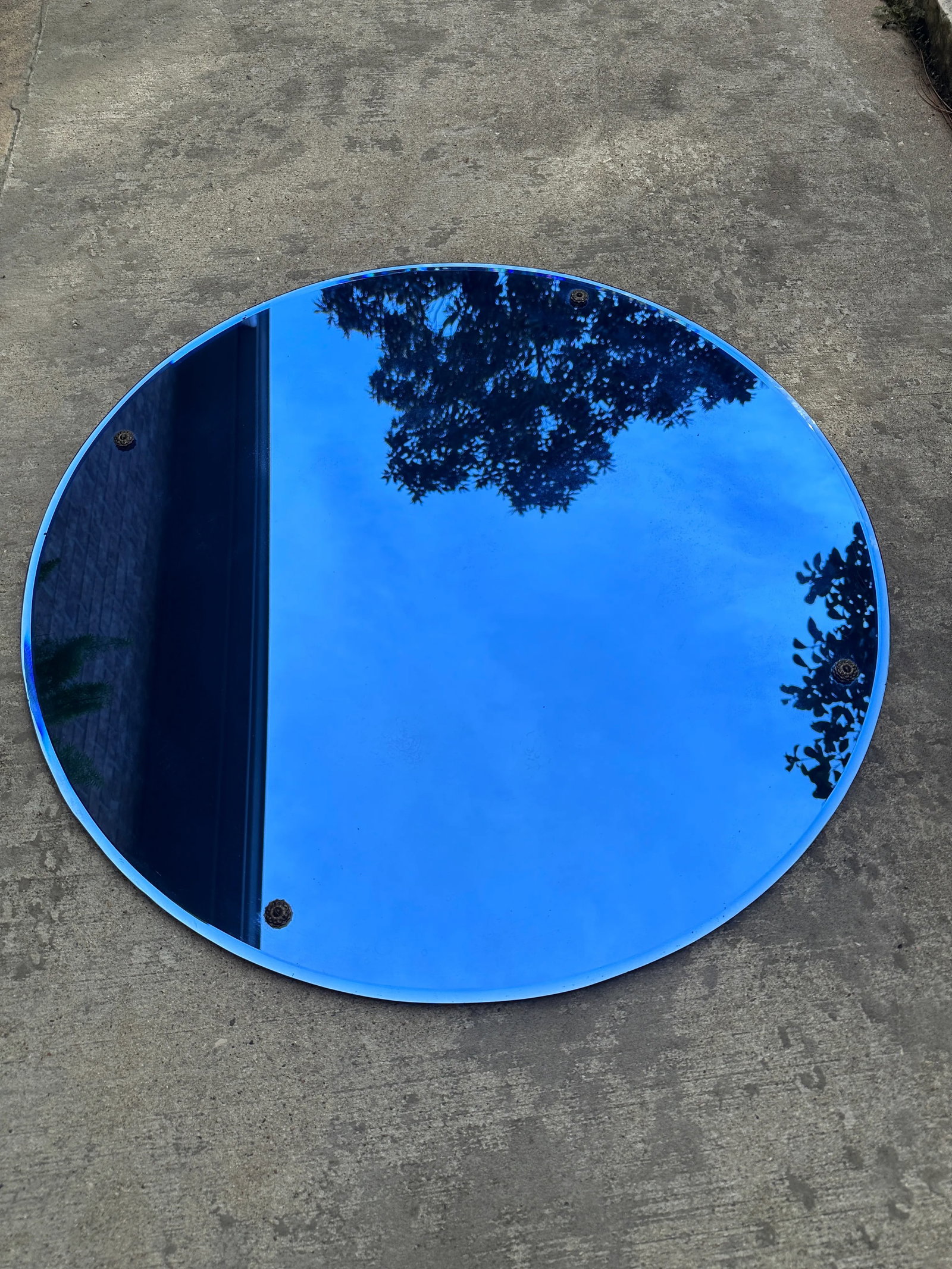1920s Blue Art Deco Circular Mirror - 8