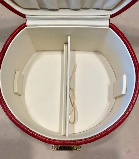 Vintage Wolf Leather Jewelry Box, Pebbled Red, Brand New - Never Used, Lock & Key, Mirror - 8
