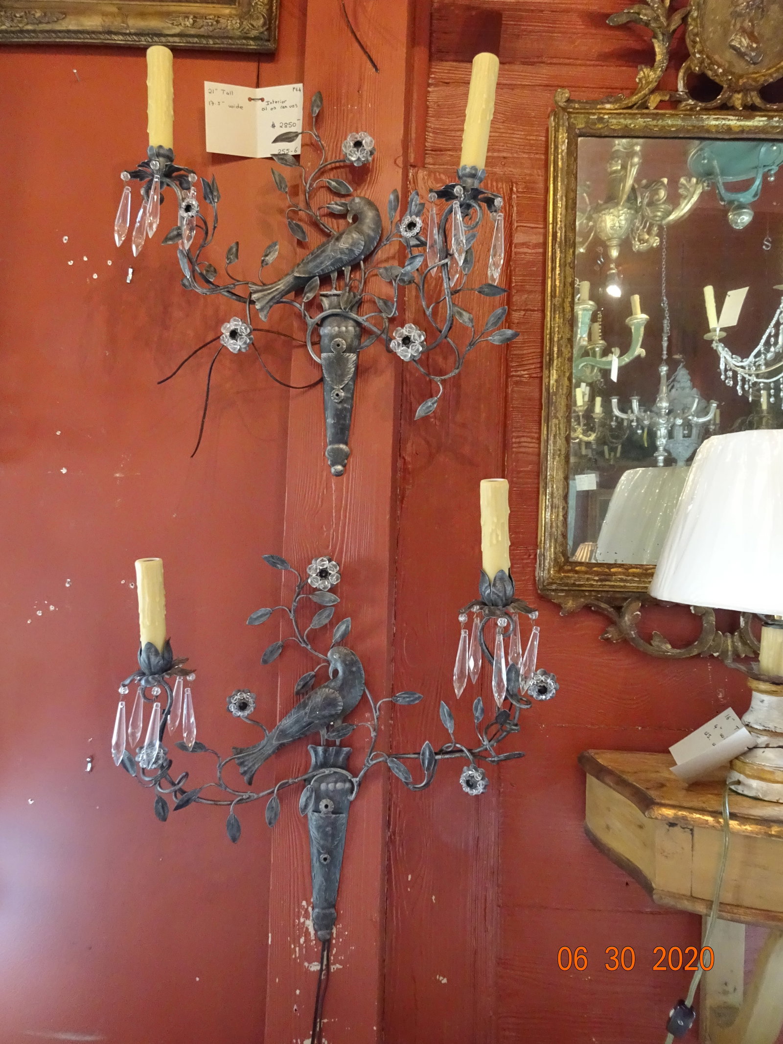 Italian Iron and Crystal Sconces - a Pair - 12