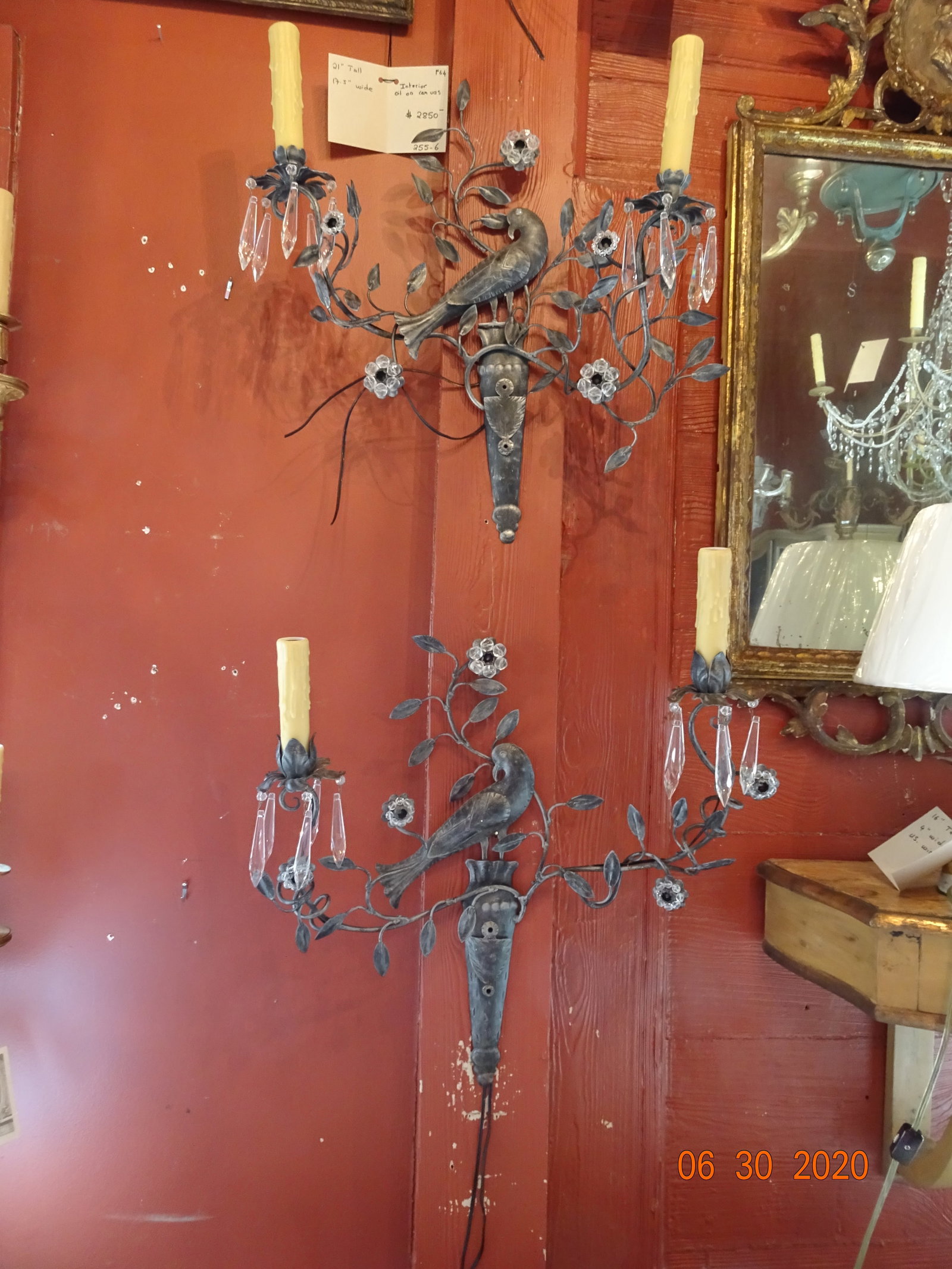 Italian Iron and Crystal Sconces - a Pair - 13
