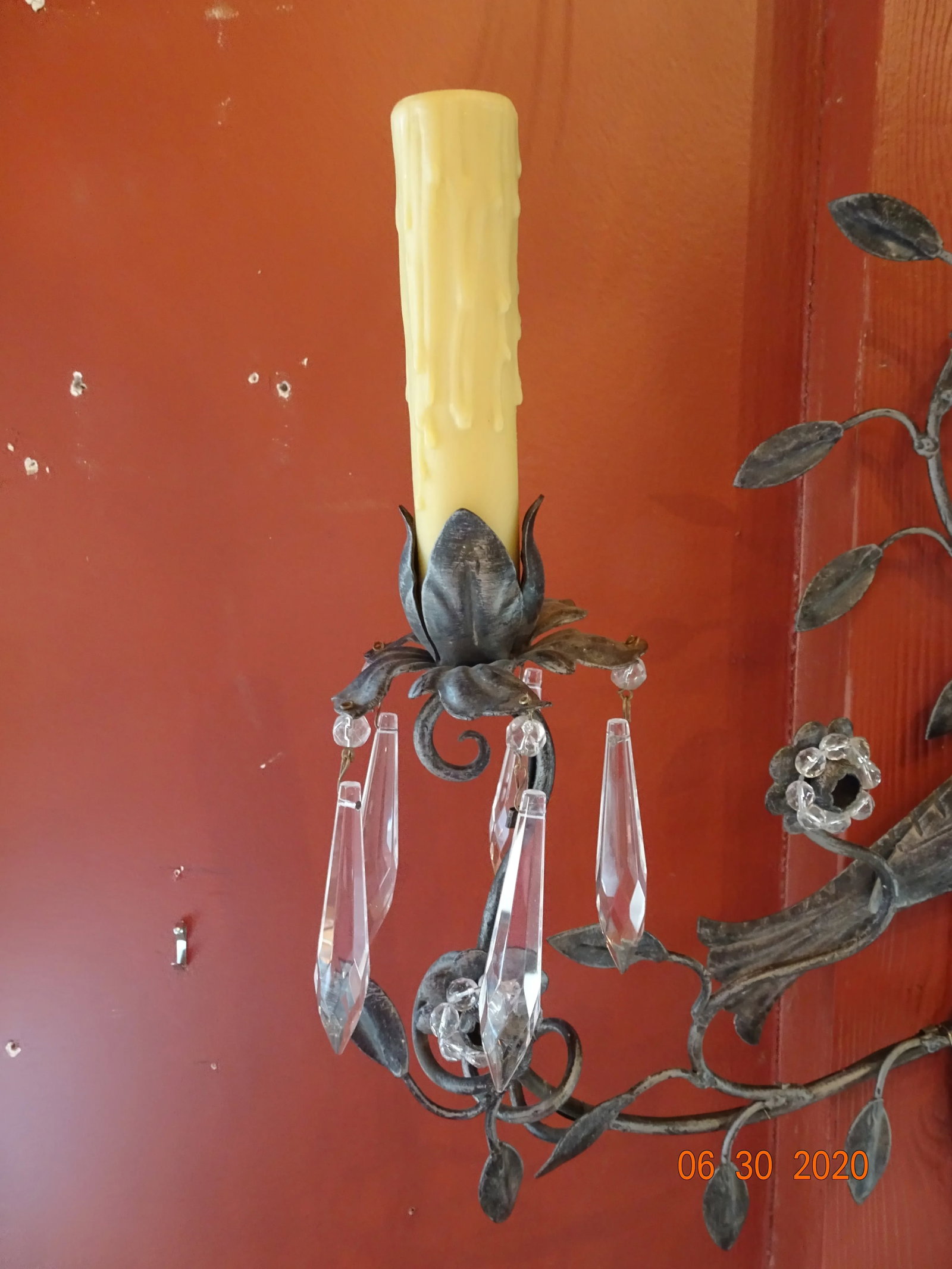 Italian Iron and Crystal Sconces - a Pair - 3
