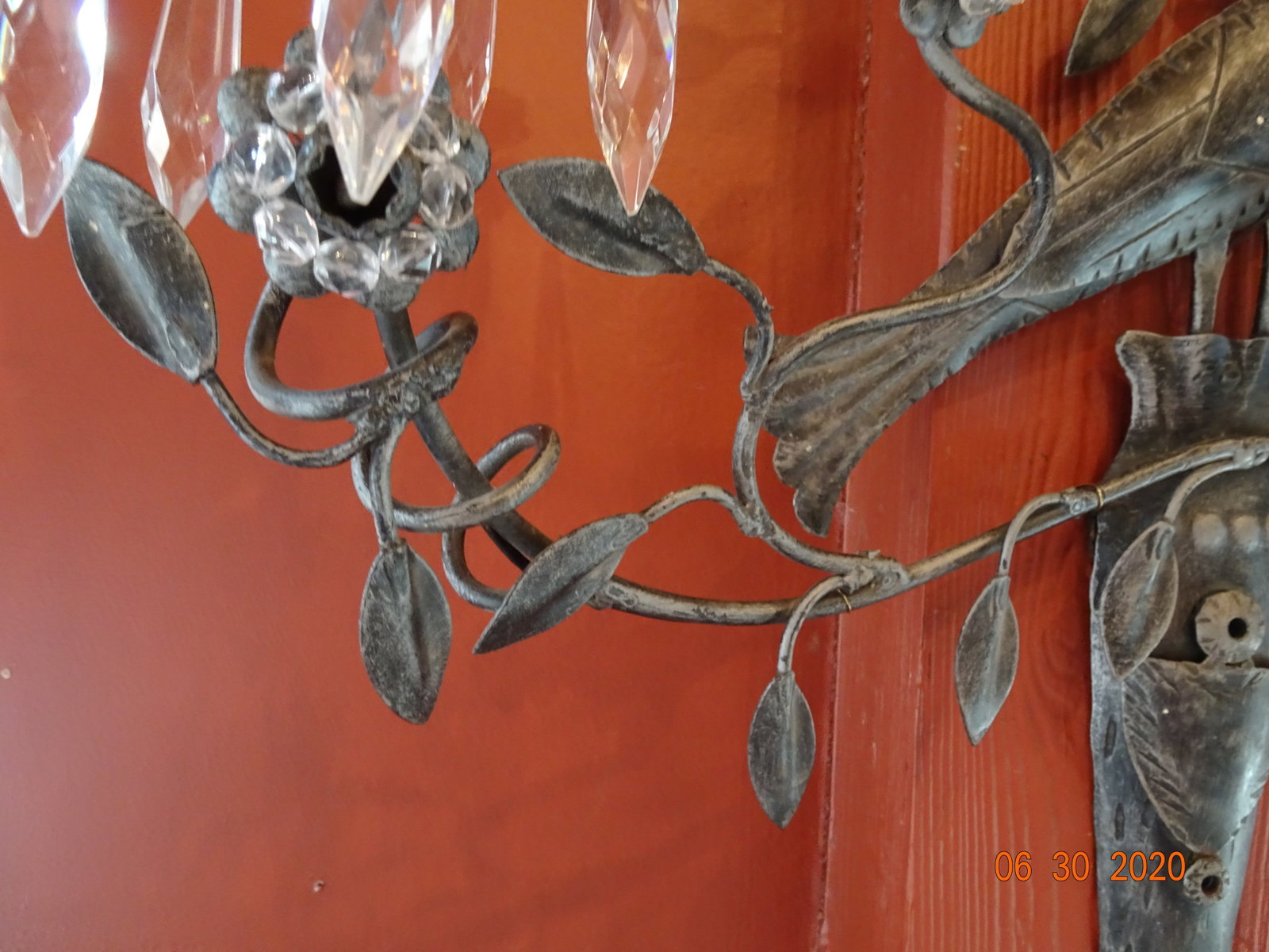 Italian Iron and Crystal Sconces - a Pair - 6