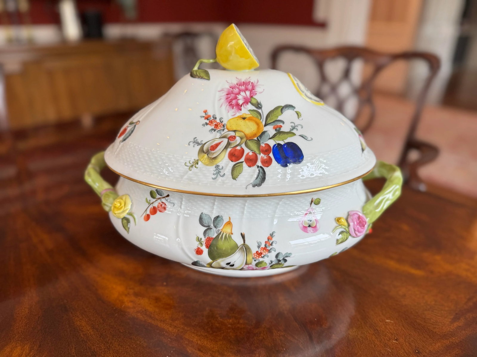 Vintage Herend Hand Painted Fruits and Flowers Soup Tureen, Lemons - 2