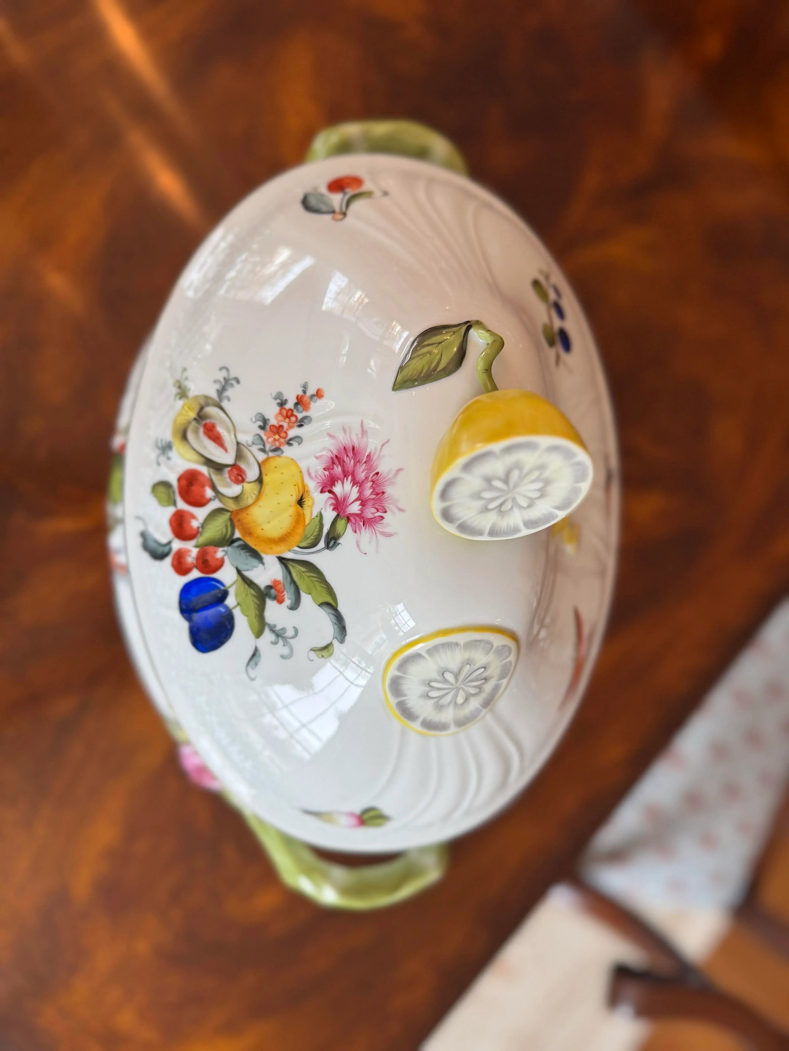 Vintage Herend Hand Painted Fruits and Flowers Soup Tureen, Lemons - 6