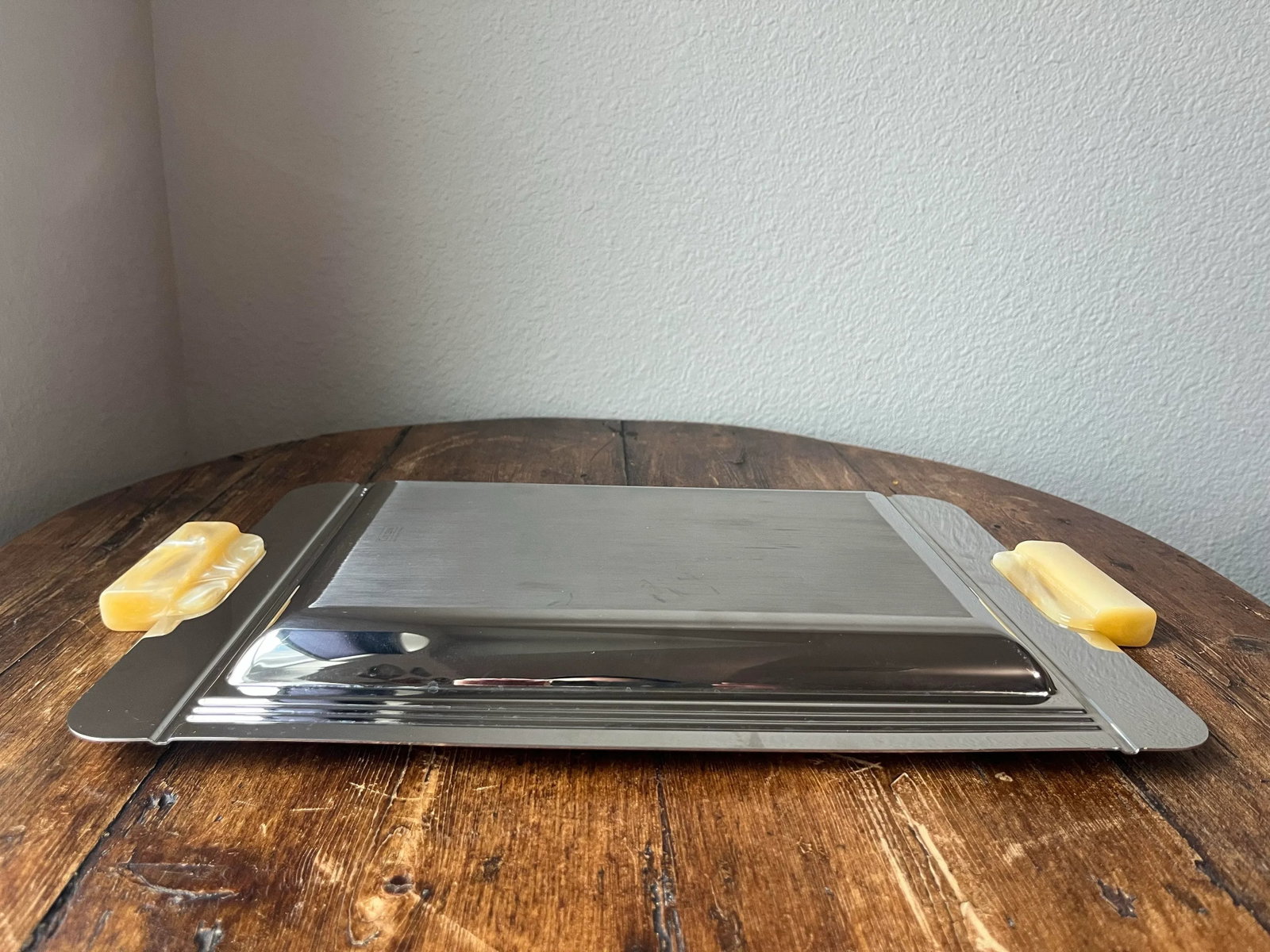 Late 20th Century Jean Couzon Art Deco Style Serving Tray With Mother of Pearl-Like Resin Handles - 8