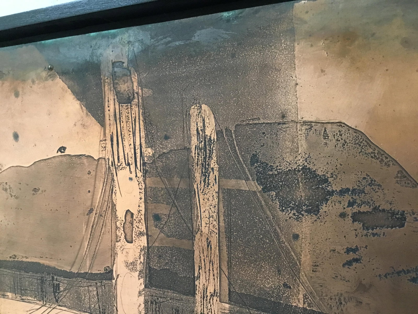 "Golden Gate Bridge " Triptych Custom Framed Vintage Printing Plates - 7