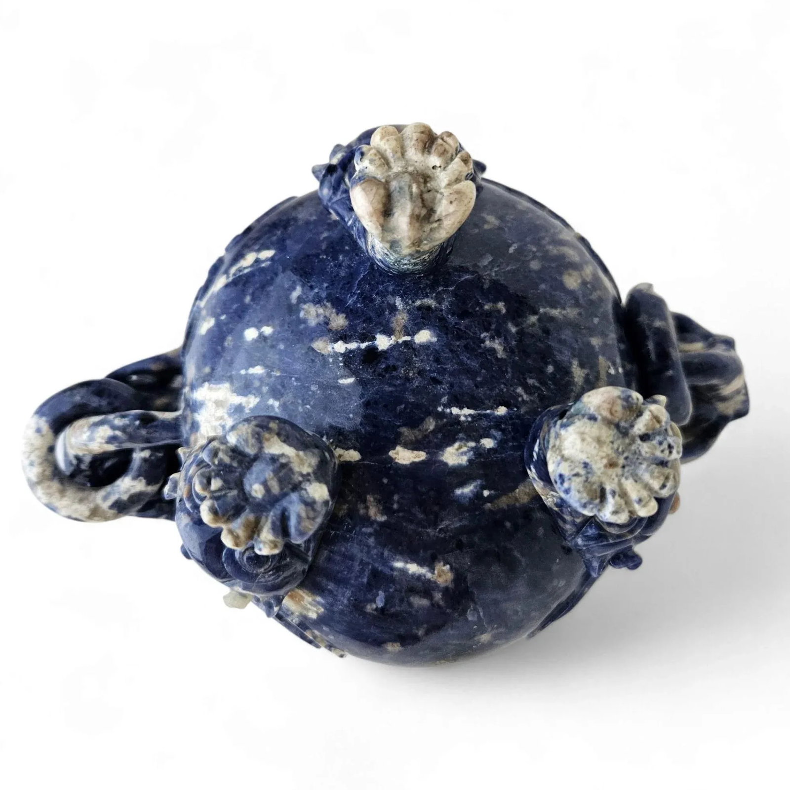Extremely Rare Early 20th Century Hand-Carved Lapis Lazuli Chinese Dragon Censer - 12