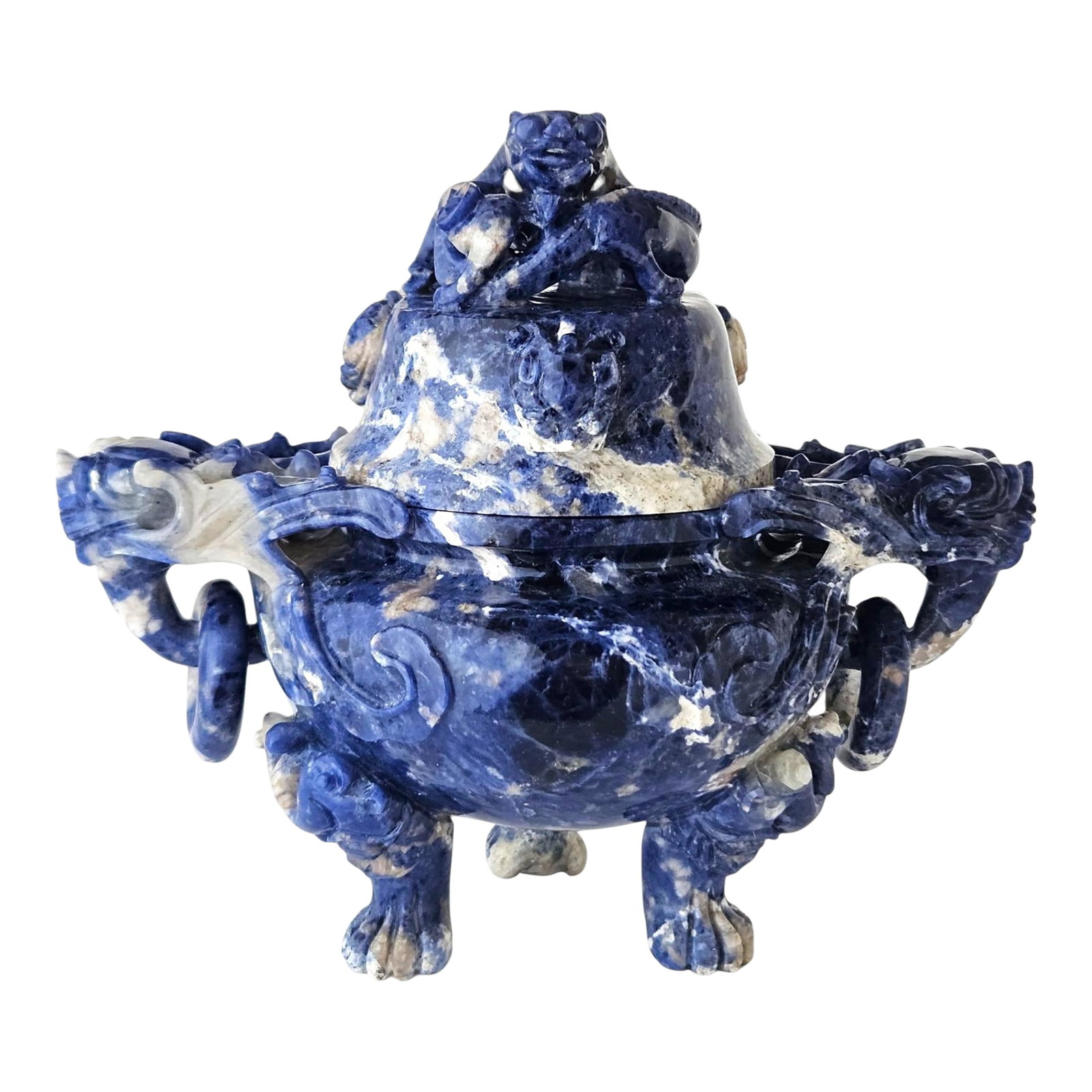 Extremely Rare Early 20th Century Hand-Carved Lapis Lazuli Chinese Dragon Censer: ----- FINAL MARKDOWN HAS BEEN IMPLEMENTED ----- Don't miss the opportunity to own this remarkable piece of Chinese art history. Elevate your space with this rare and exquisitely detailed lapis lazuli 