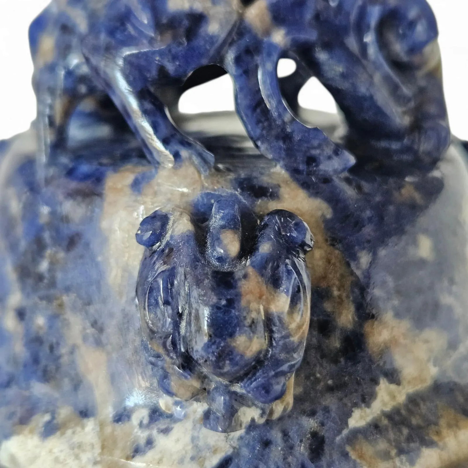 Extremely Rare Early 20th Century Hand-Carved Lapis Lazuli Chinese Dragon Censer - 6