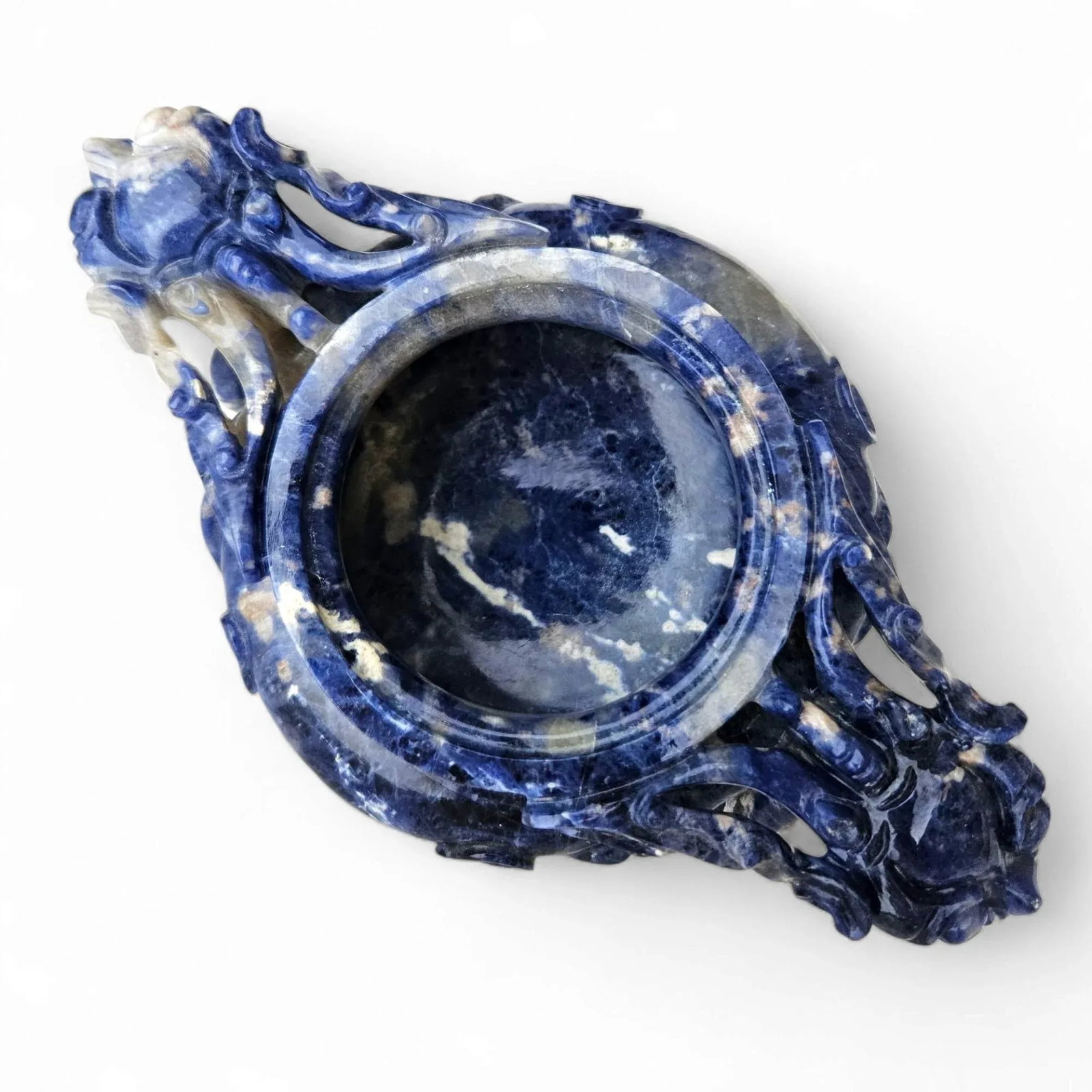 Extremely Rare Early 20th Century Hand-Carved Lapis Lazuli Chinese Dragon Censer - 9