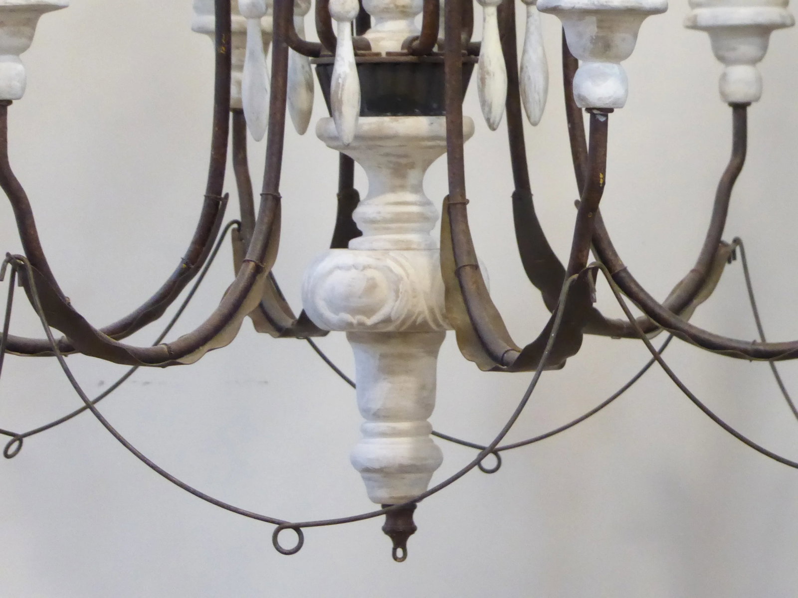 Vintage Italian Style Wood & Iron Chandelier - 2