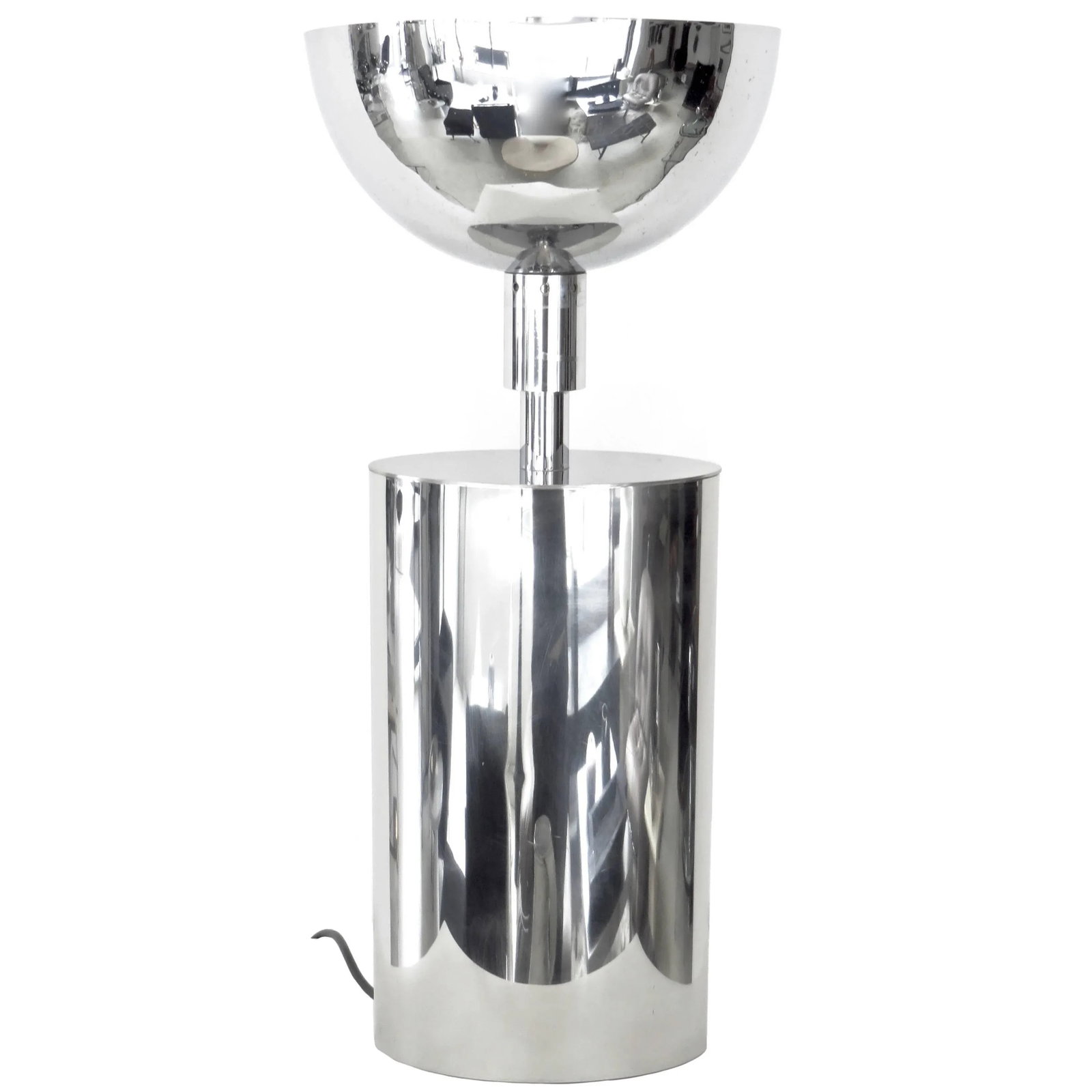 1970s French Chrome-Plated Brass Sculptural Oval Table Lamp - 11