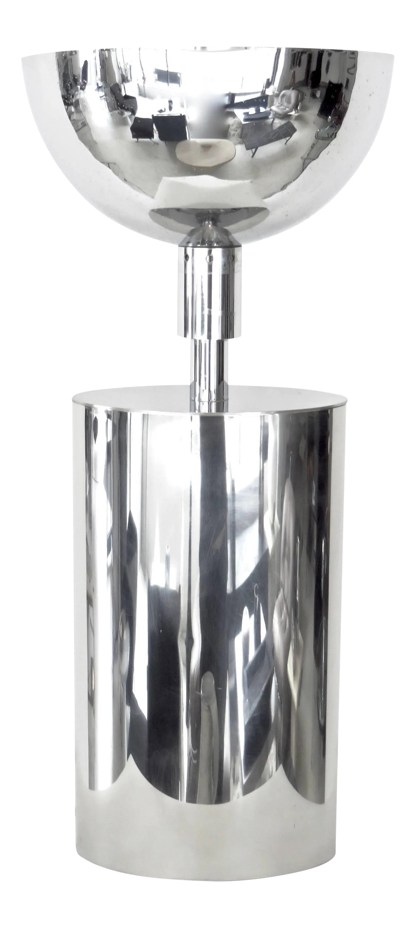 1970s French Chrome-Plated Brass Sculptural Oval Table Lamp (1 of 11)