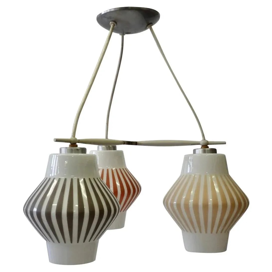 Midcentury Multicolored 3 Globe Hanging Ceiling Light Fixture - 10