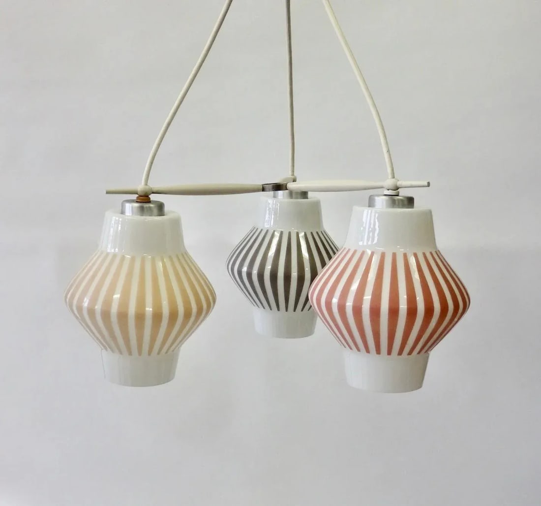 Midcentury Multicolored 3 Globe Hanging Ceiling Light Fixture - 2