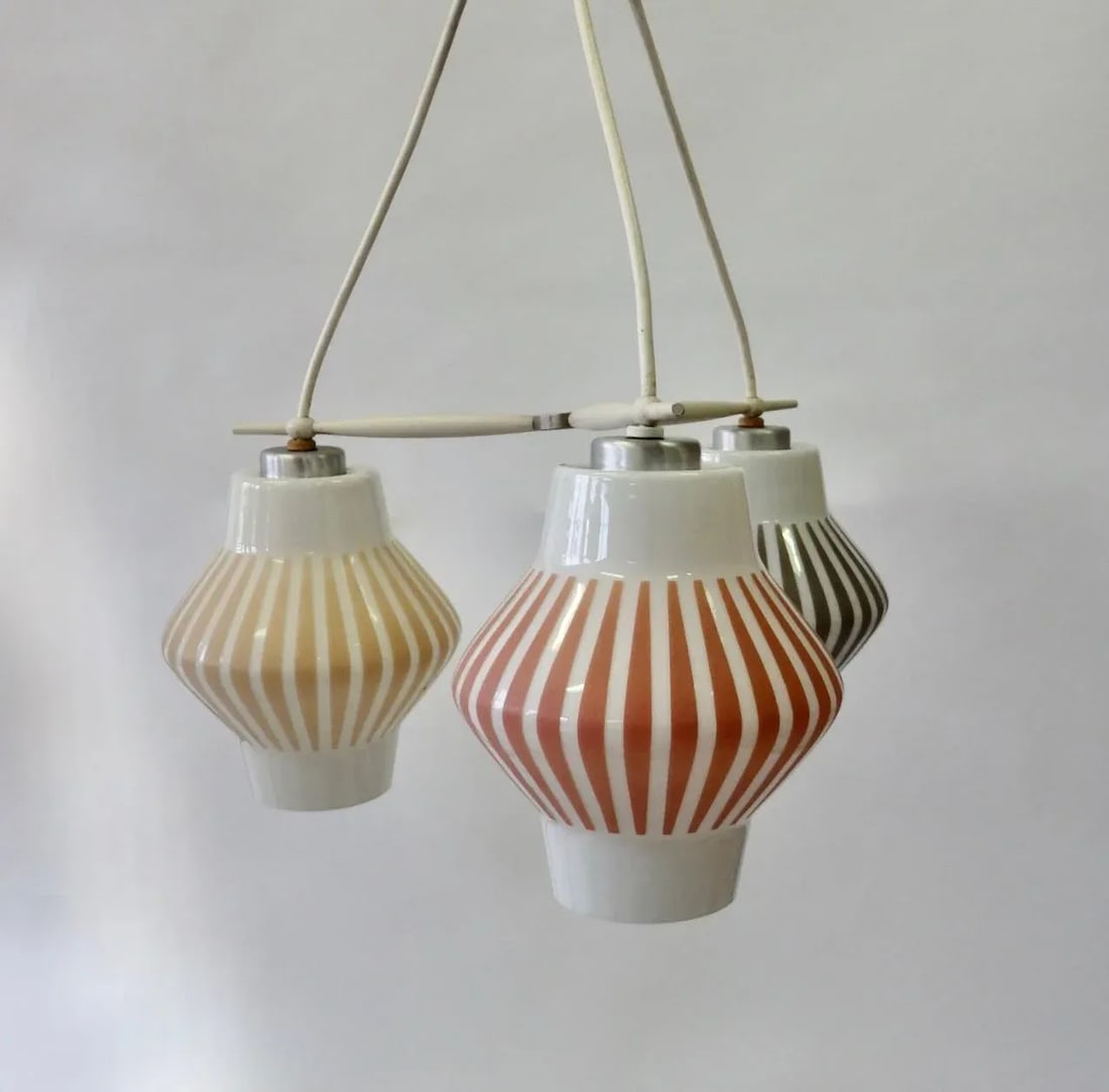 Midcentury Multicolored 3 Globe Hanging Ceiling Light Fixture - 6