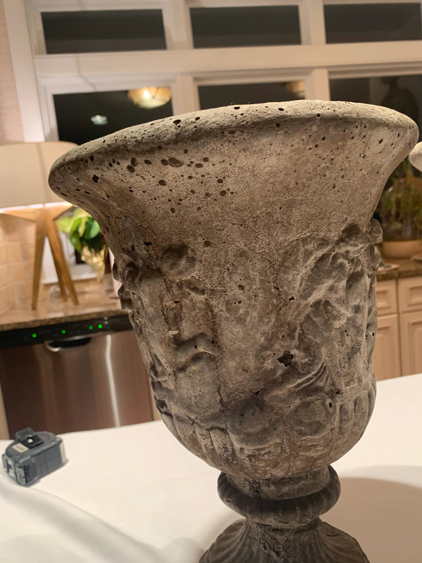 Antique Cast Stone Garden Urns - a Pair - 5