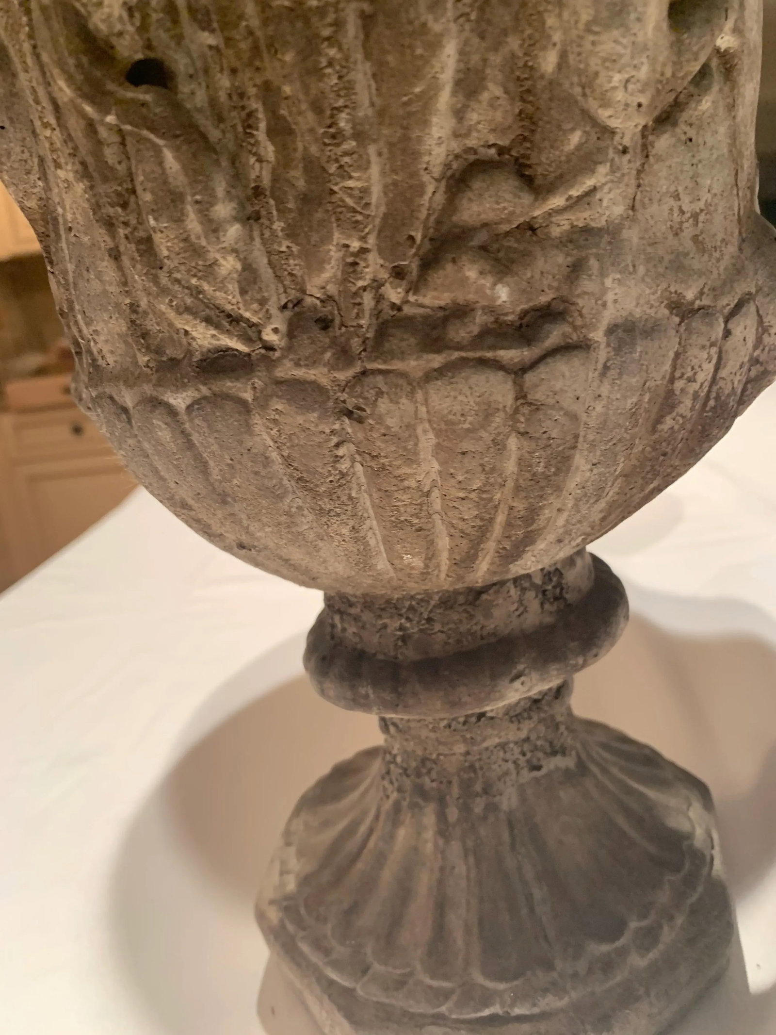 Antique Cast Stone Garden Urns - a Pair - 6