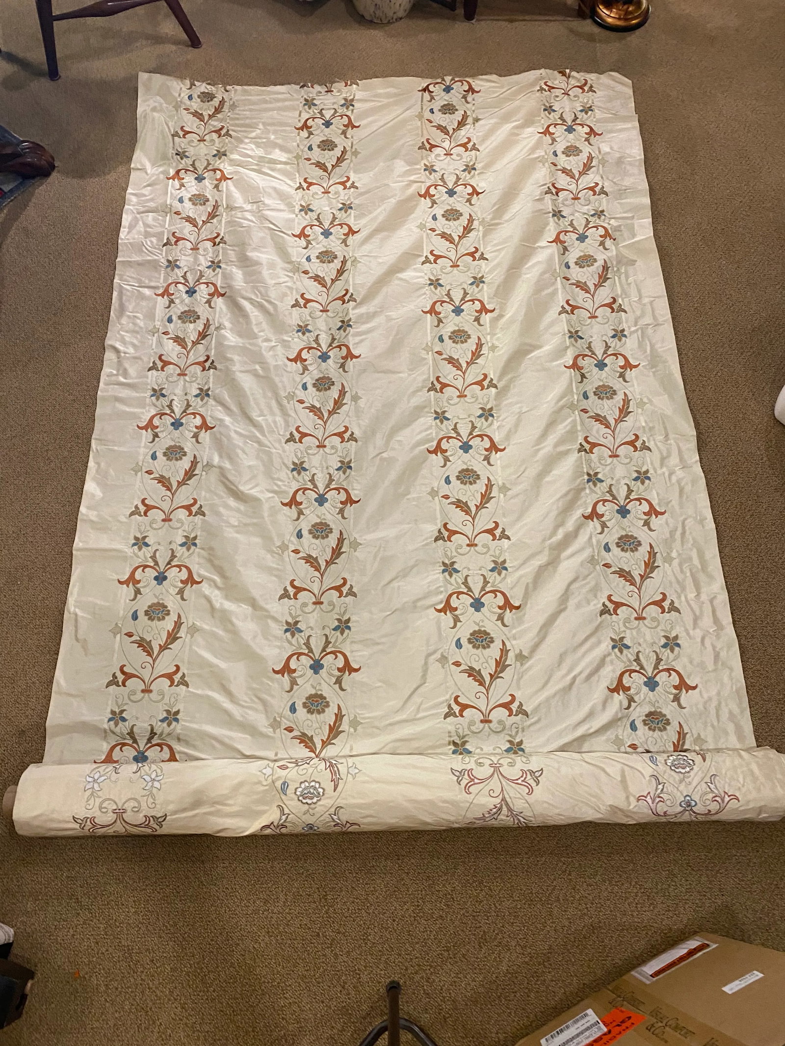 Cowtan & Tout's "Elizabethan Stripe" Silk Embroidered Fabric - 13 Yard - 2