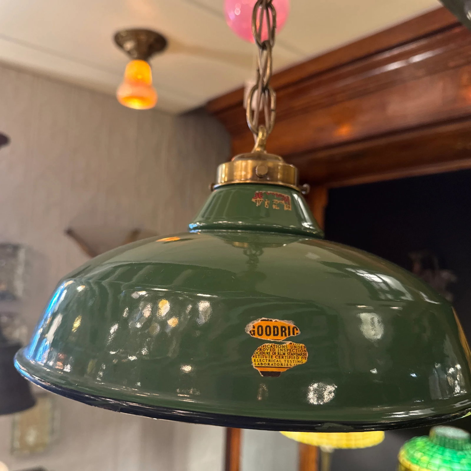 Vintage Pair of Enameled Green Pendants. - 5