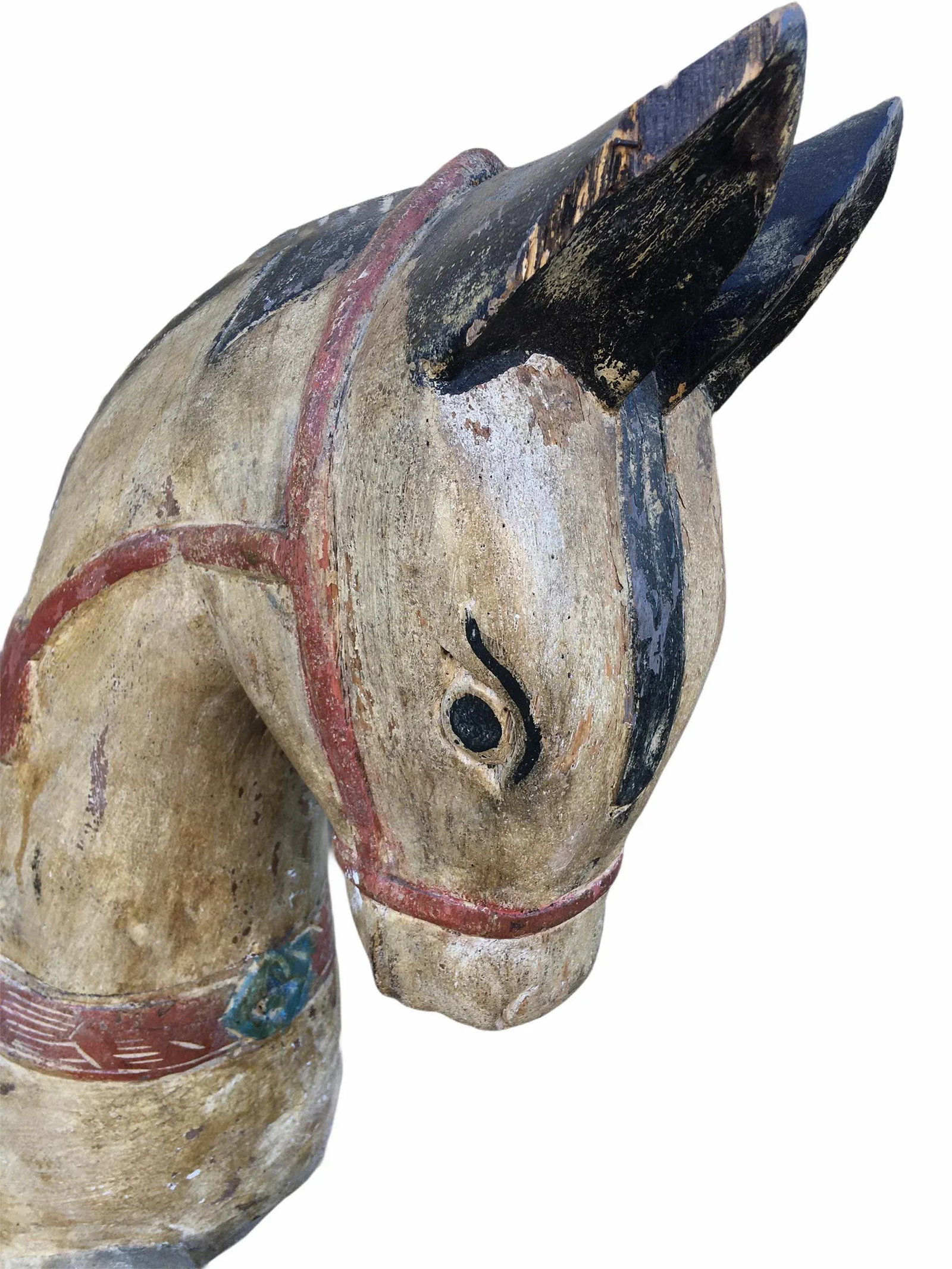 Antique Indian / Rajasthani Hand Carved Wooden Horse - 10