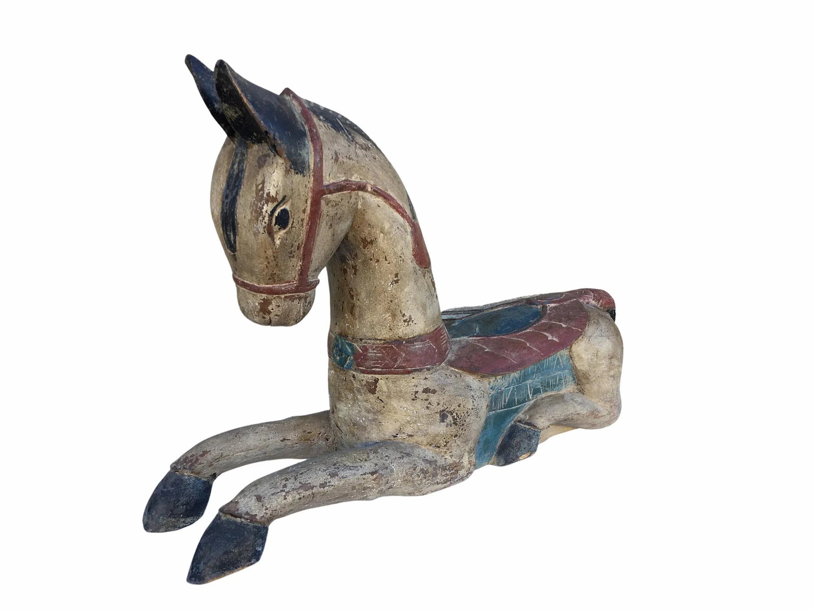 Antique Indian / Rajasthani Hand Carved Wooden Horse - 12