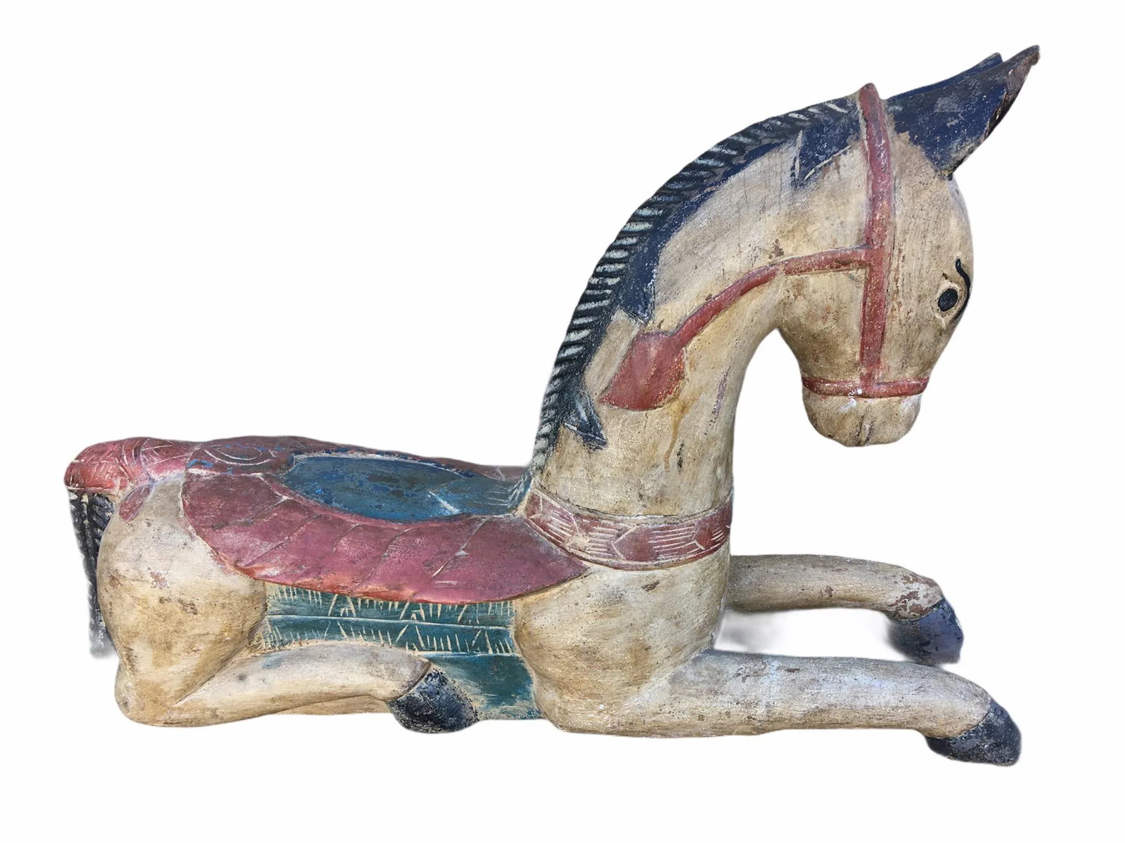 Antique Indian / Rajasthani Hand Carved Wooden Horse - 2