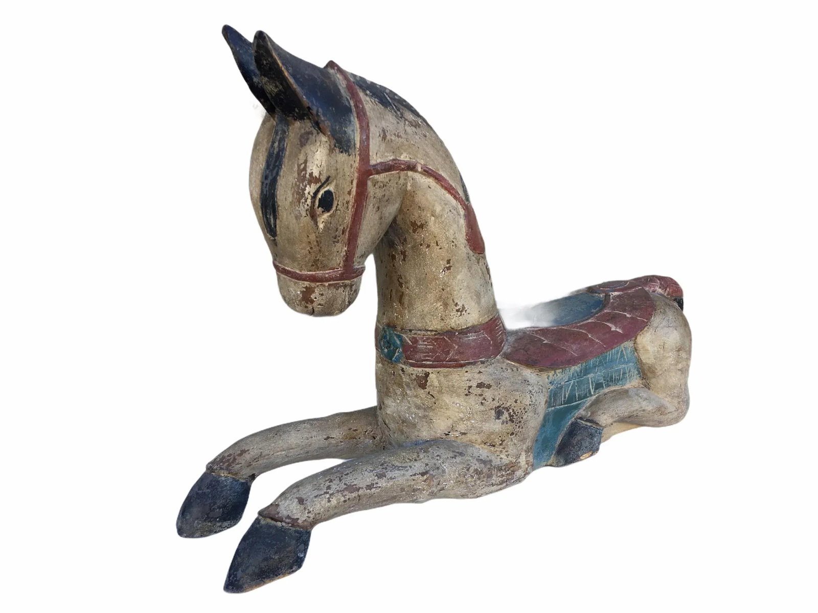 Antique Indian / Rajasthani Hand Carved Wooden Horse - 3