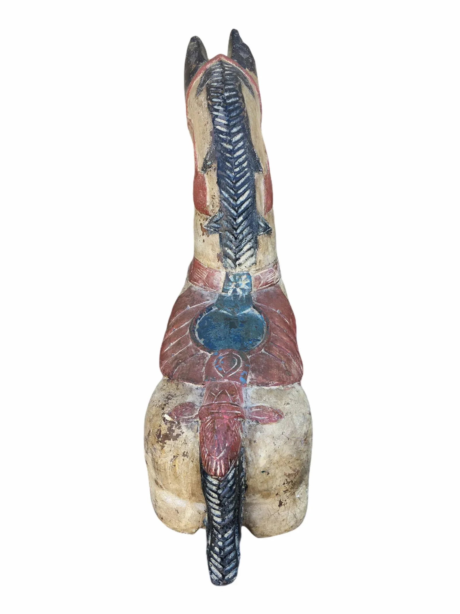 Antique Indian / Rajasthani Hand Carved Wooden Horse - 5