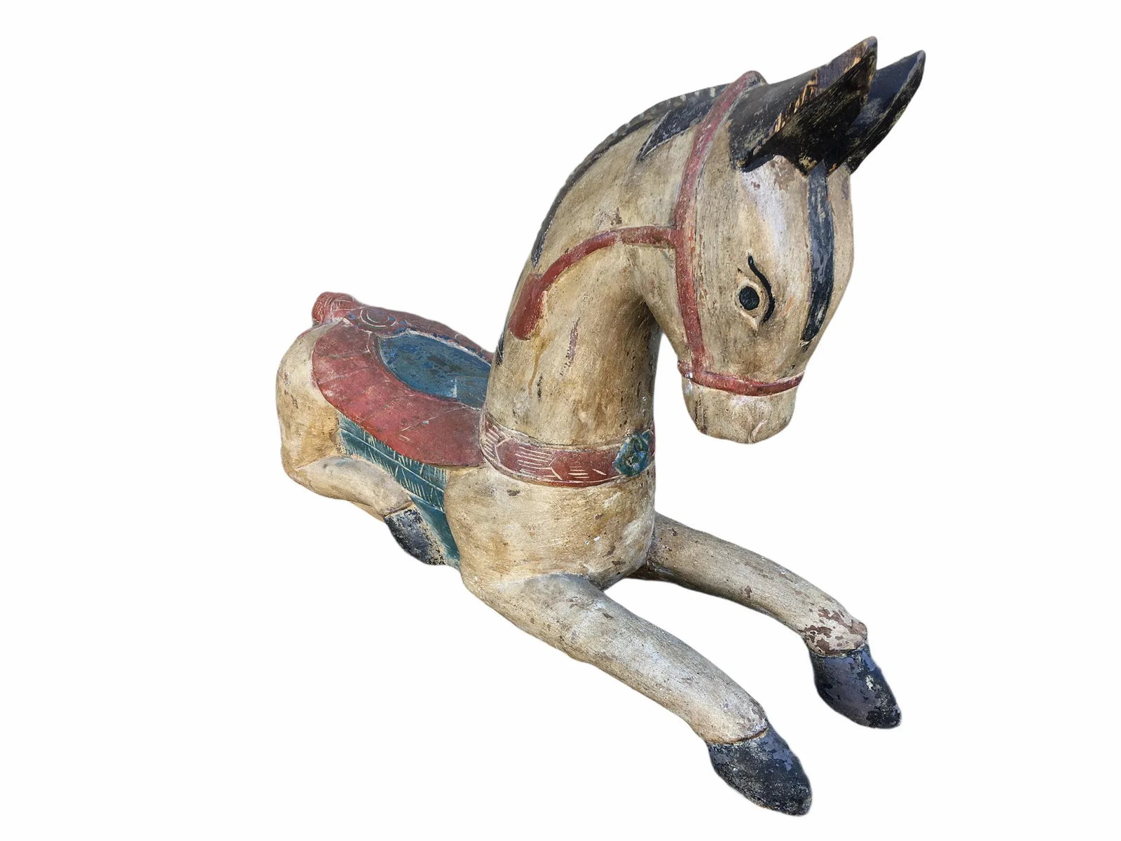 Antique Indian / Rajasthani Hand Carved Wooden Horse - 7