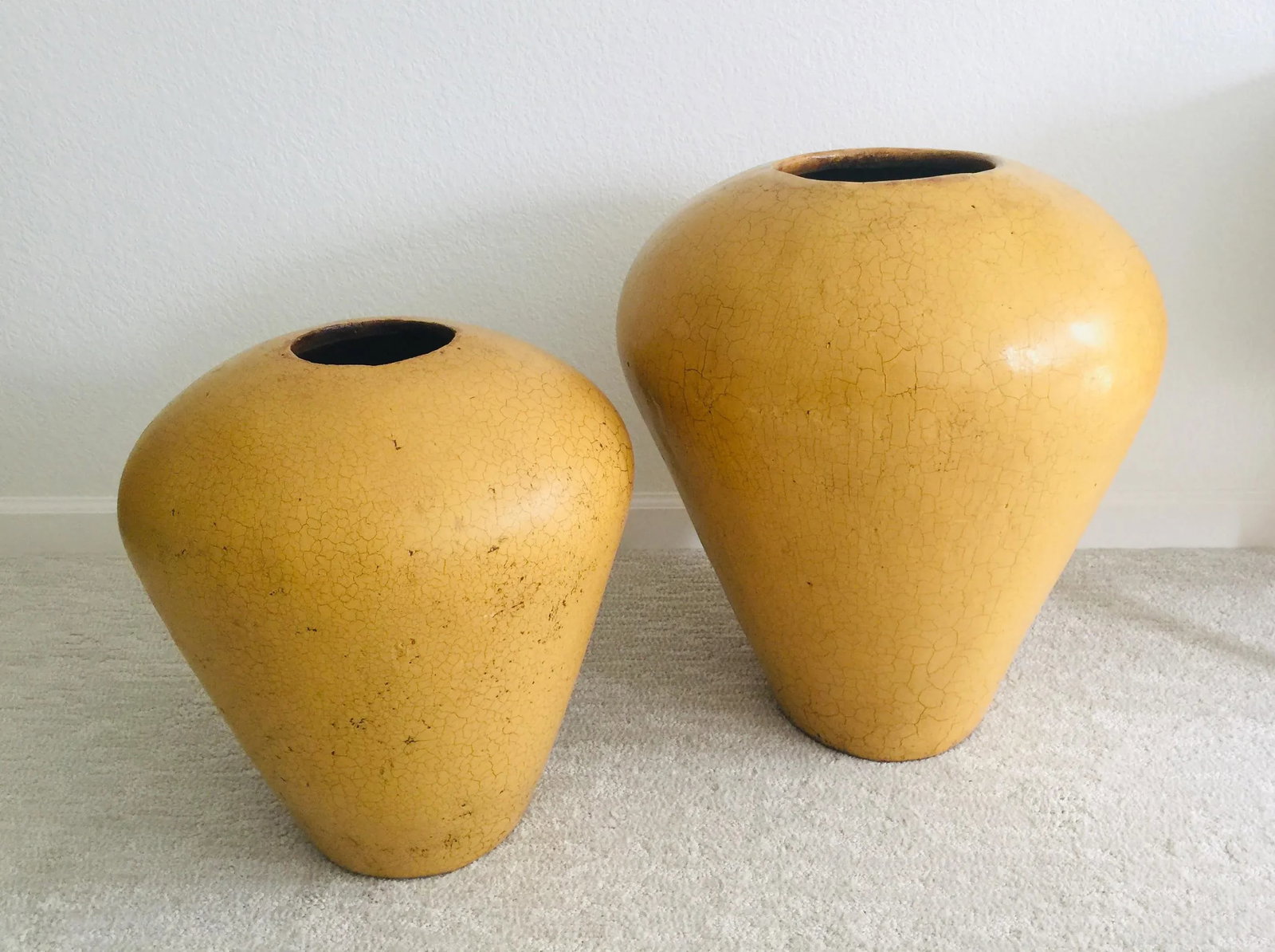 1970s Large Mustard Yellow Floor Vases - Pair - 10