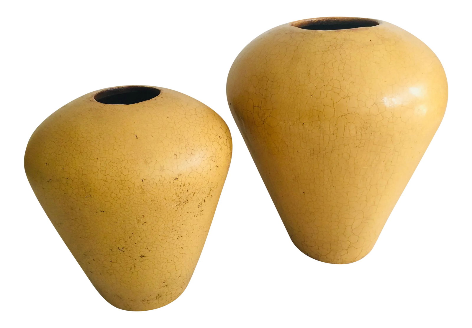 1970s Large Mustard Yellow Floor Vases - Pair