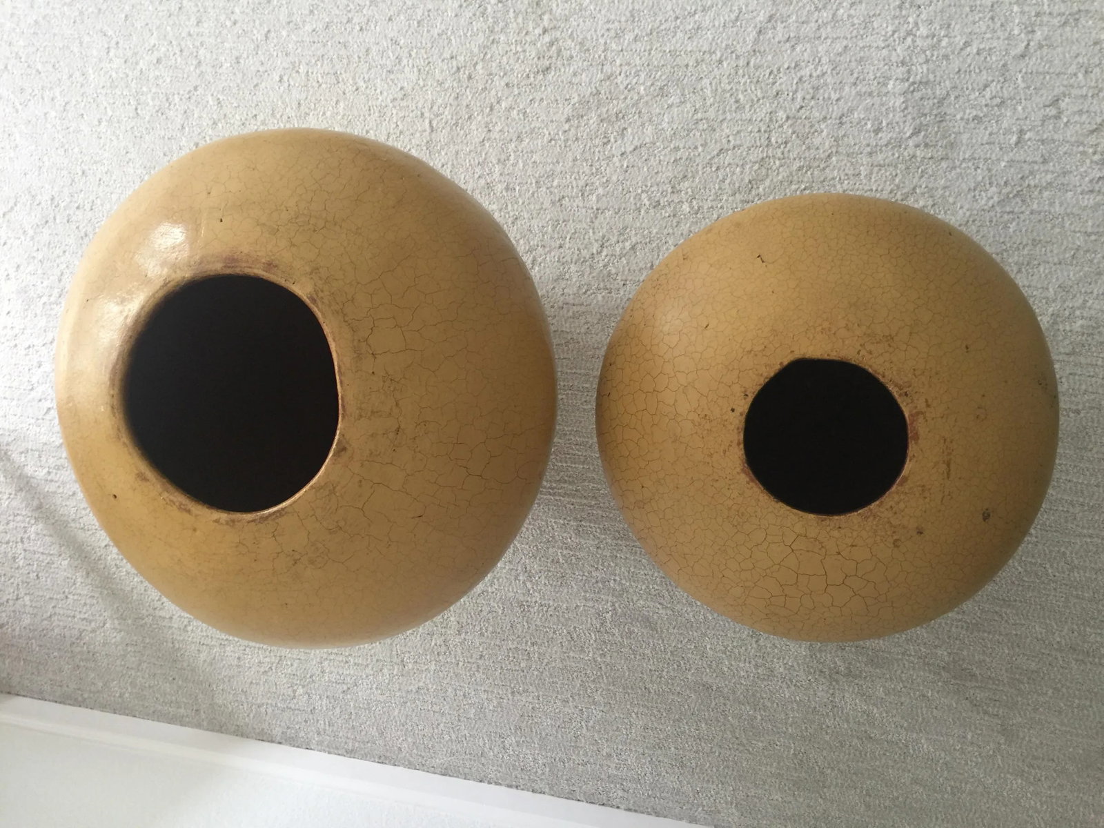 1970s Large Mustard Yellow Floor Vases - Pair - 2