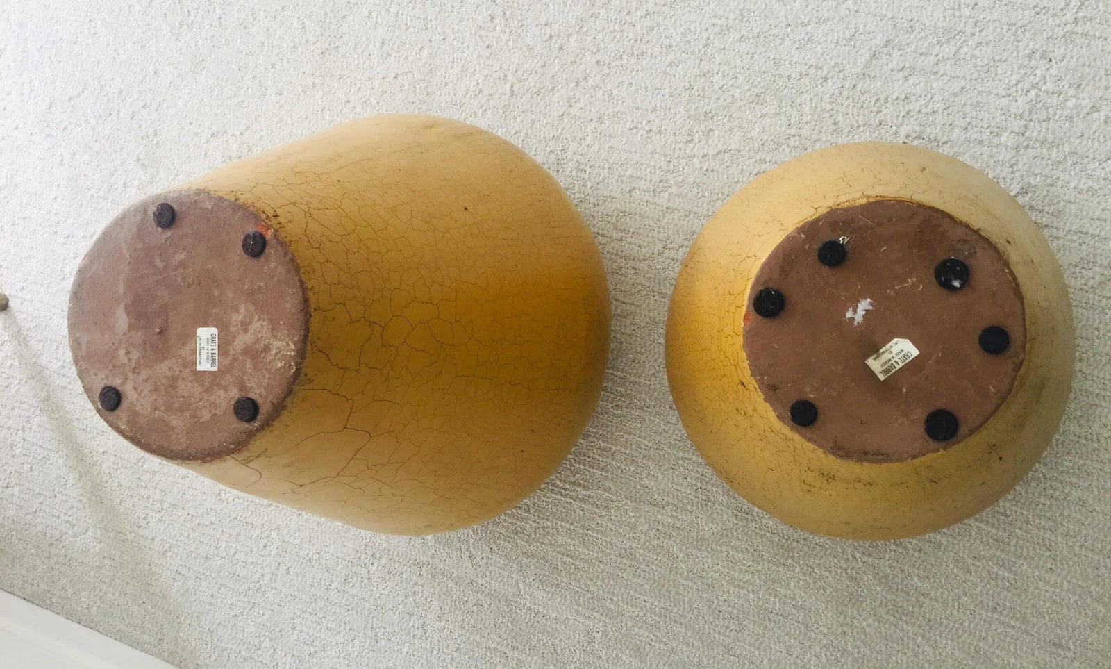 1970s Large Mustard Yellow Floor Vases - Pair - 3